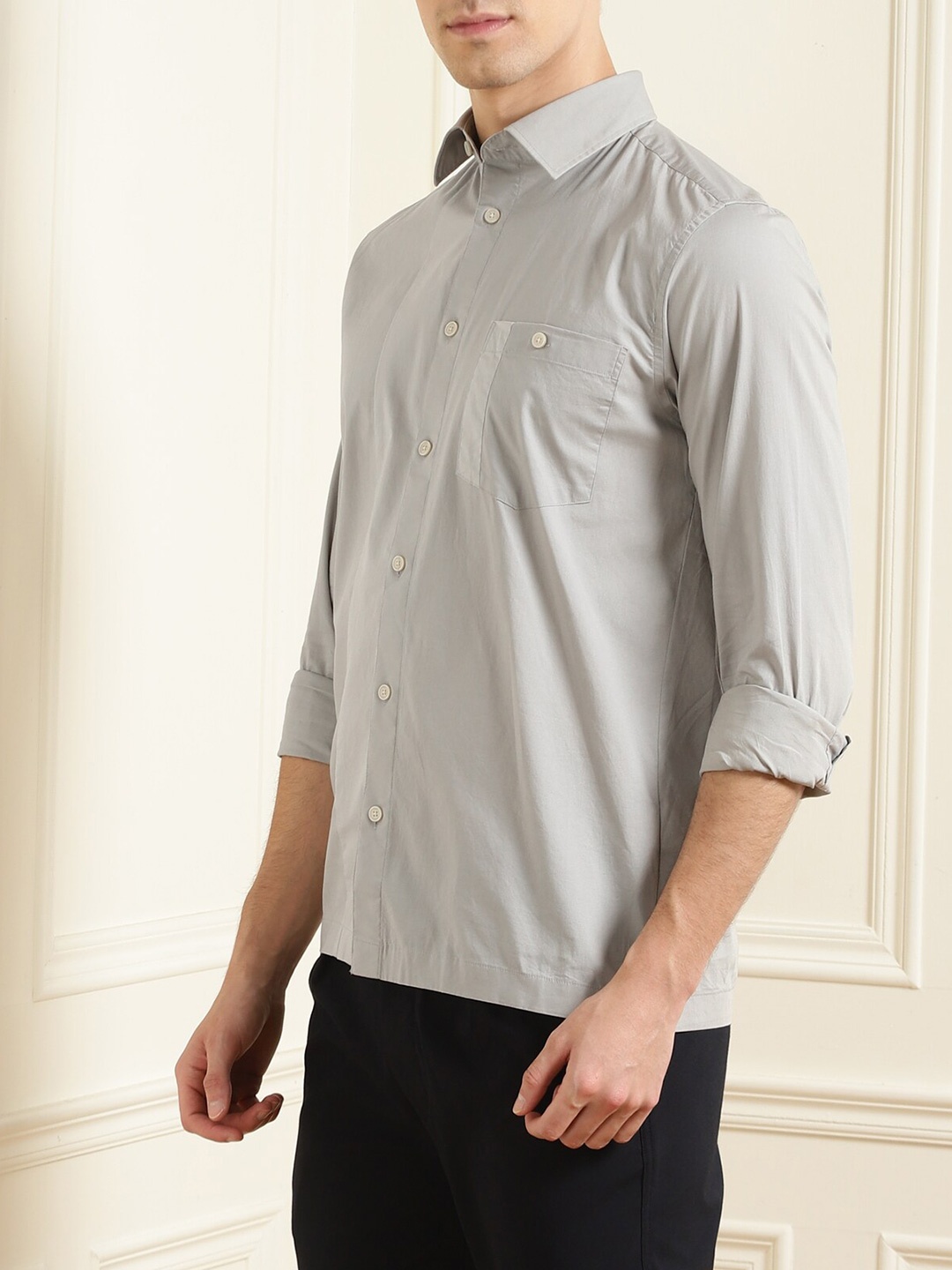 

Ted Baker Men Grey Semi Sheer Casual Shirt