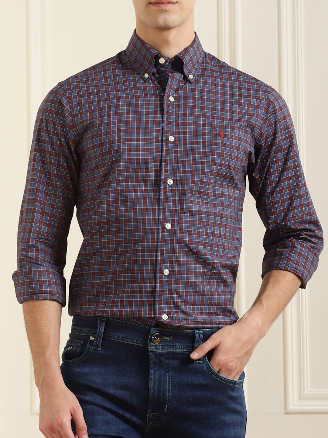 

Polo Ralph Lauren Men Blue Tartan Checked Casual Shirt