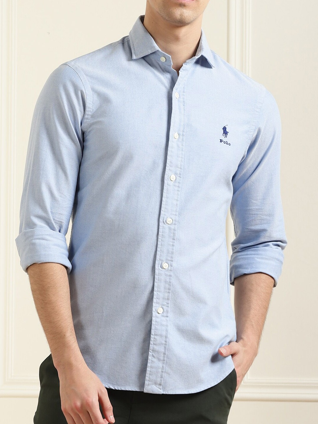 

Polo Ralph Lauren Men Blue Semi Sheer Casual Cotton Shirt