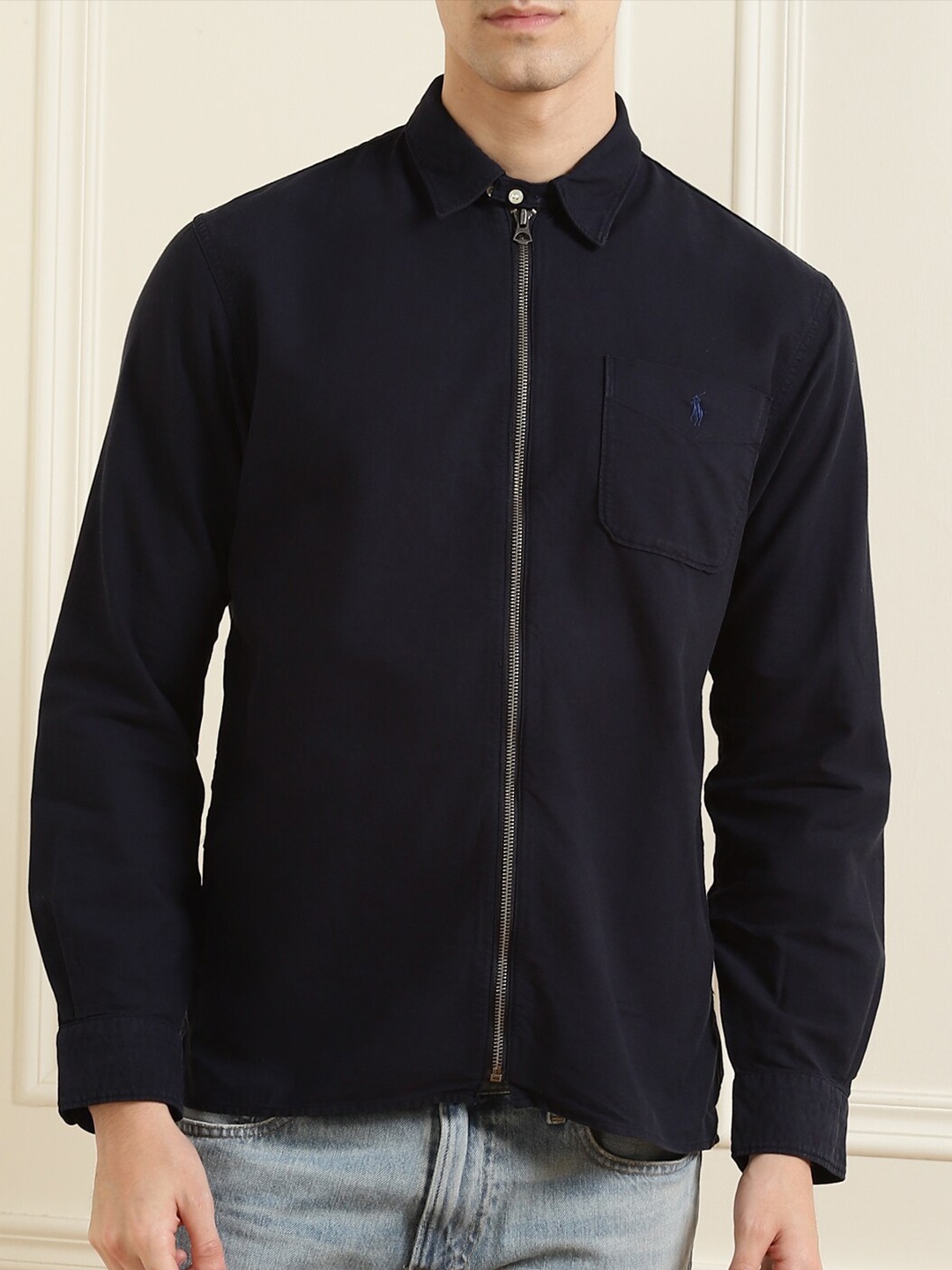 

Polo Ralph Lauren Men Navy Blue Semi Sheer Casual Shirt