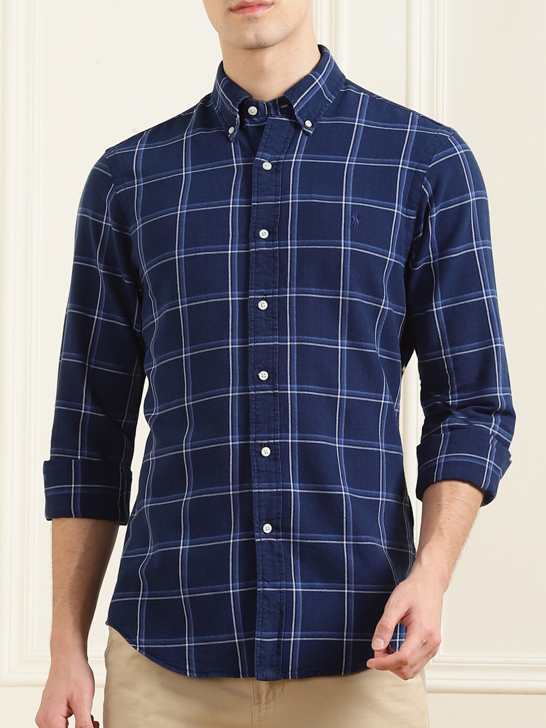 

Polo Ralph Lauren Men Blue Opaque Checked Casual Shirt
