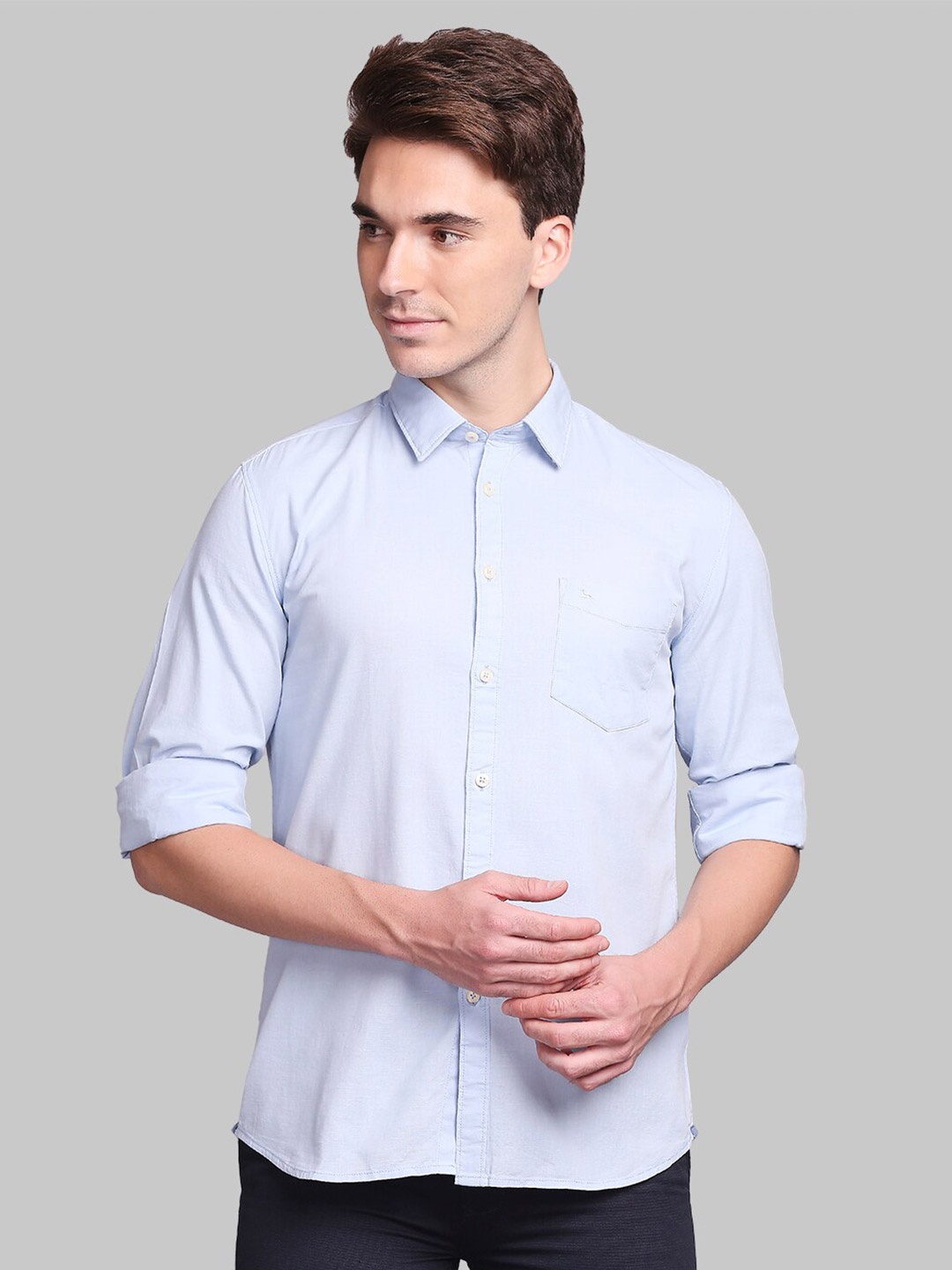 

Parx Men Blue Slim Fit Cotton Striped Casual Shirt