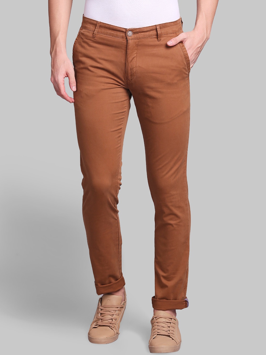 

Parx Men Brown Tapered Fit Trousers