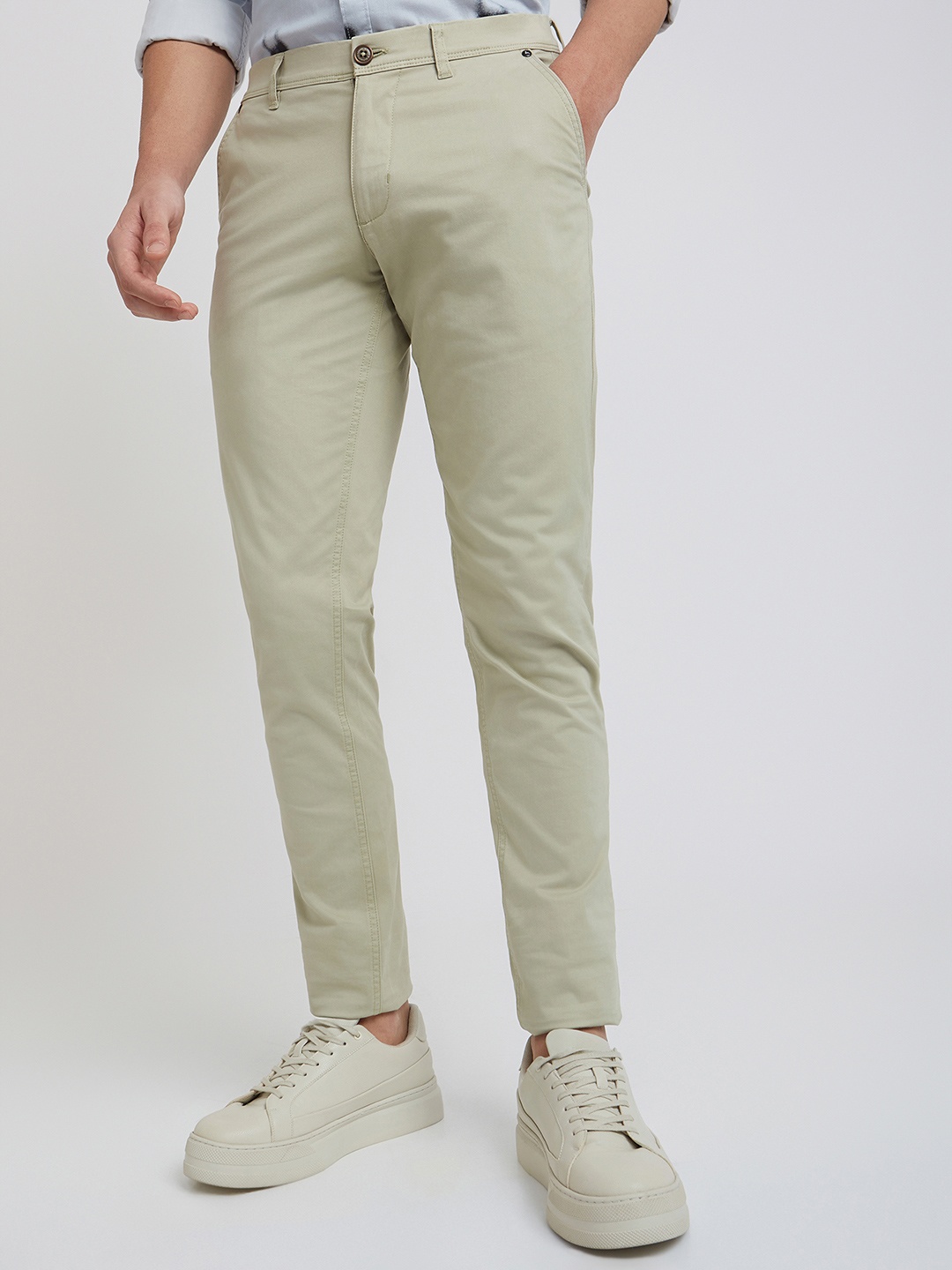 

Parx Men Green Tapered Fit Trousers