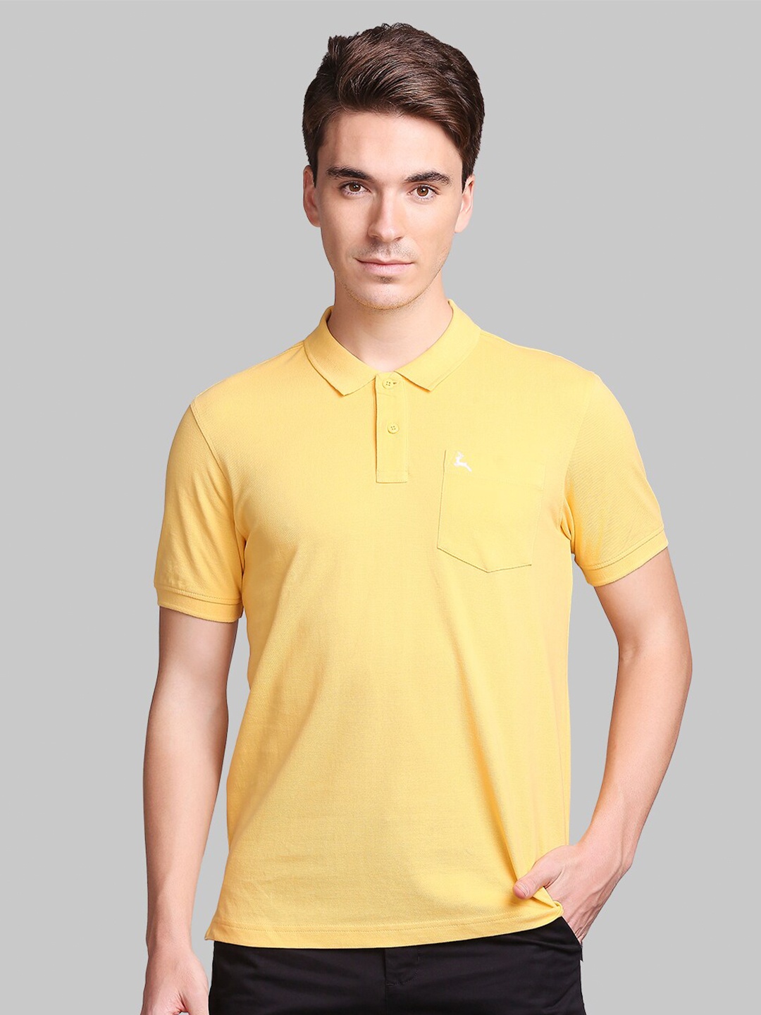 

Parx Men Yellow Polo Collar Pockets T-shirt
