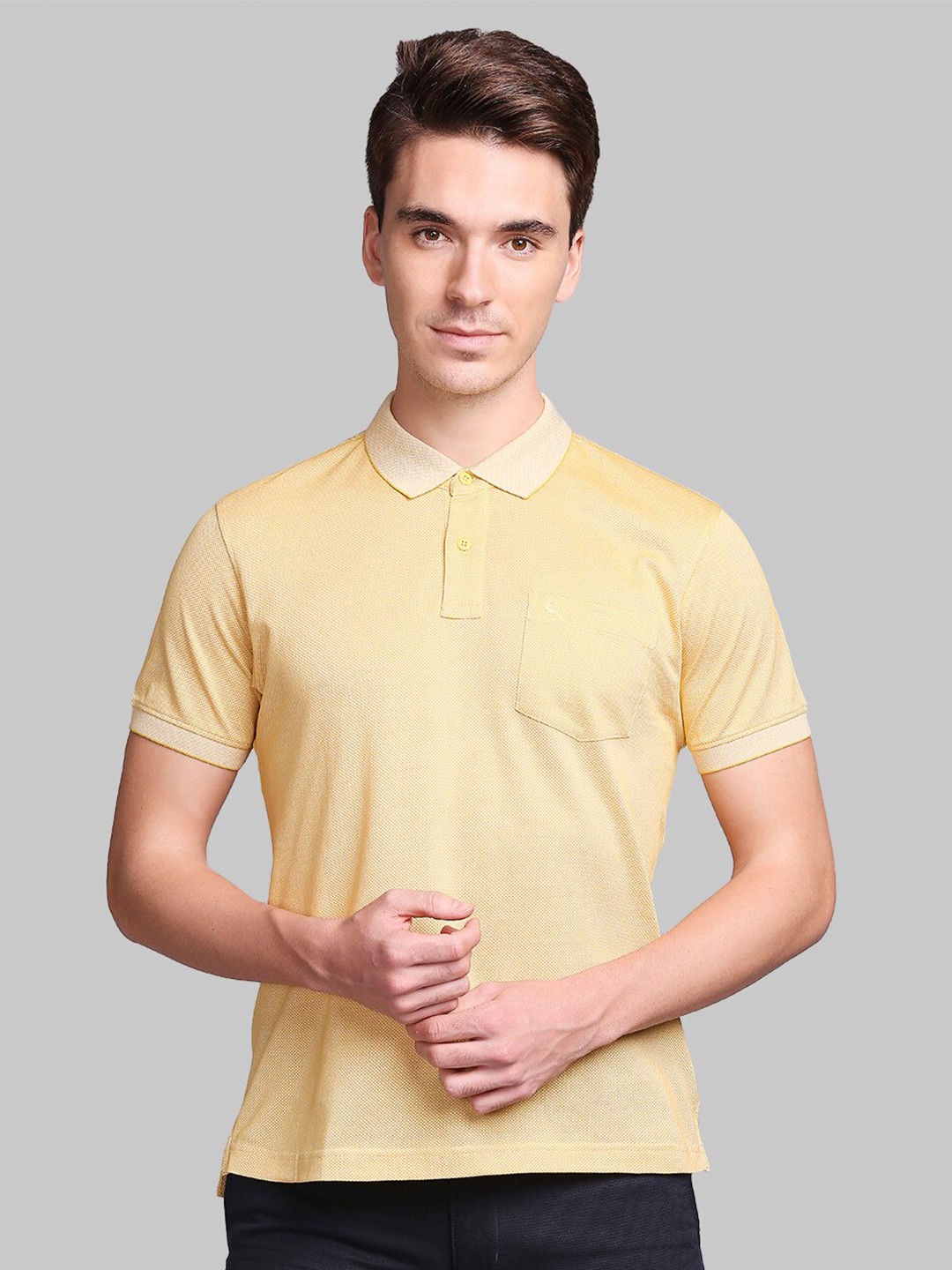 

Parx Men Yellow Polo Collar Pockets T-shirt