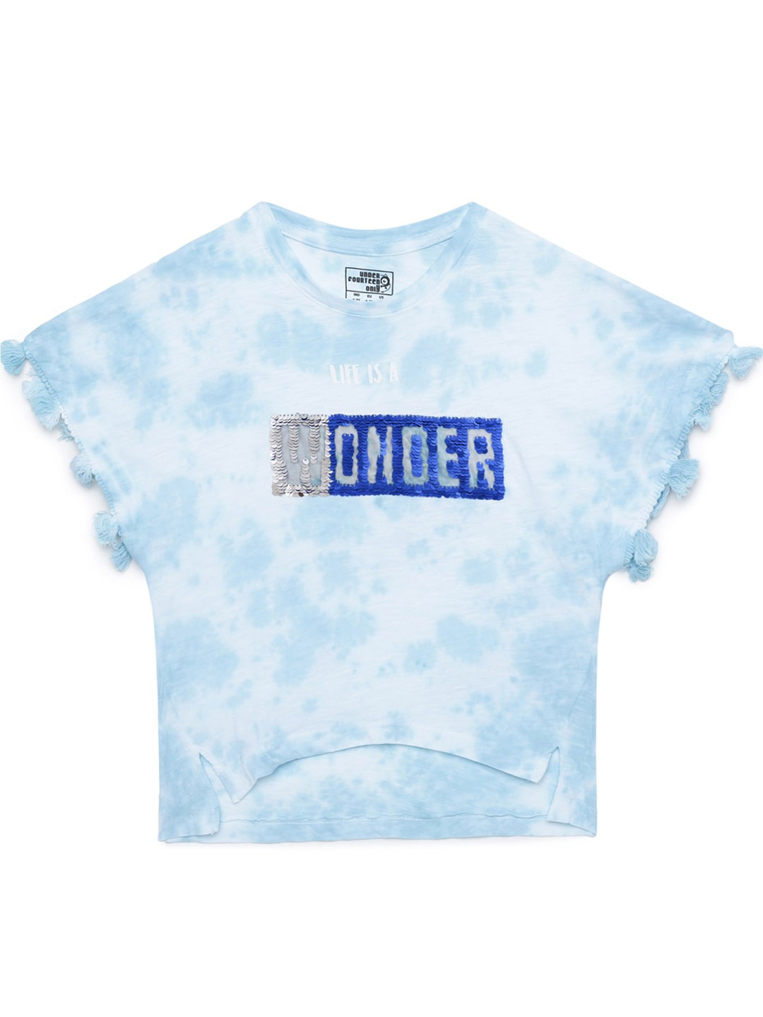 

UNDER FOURTEEN ONLY Blue Tie and Dye Extended Sleeves Pure Cotton Top