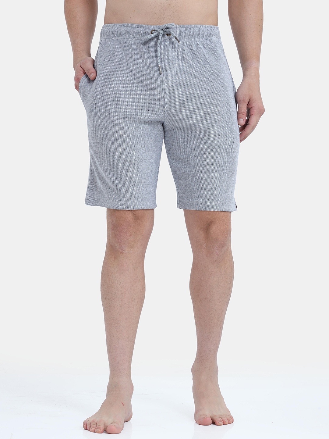 

Bareblow Men Grey Melange Cotton Lounge Shorts