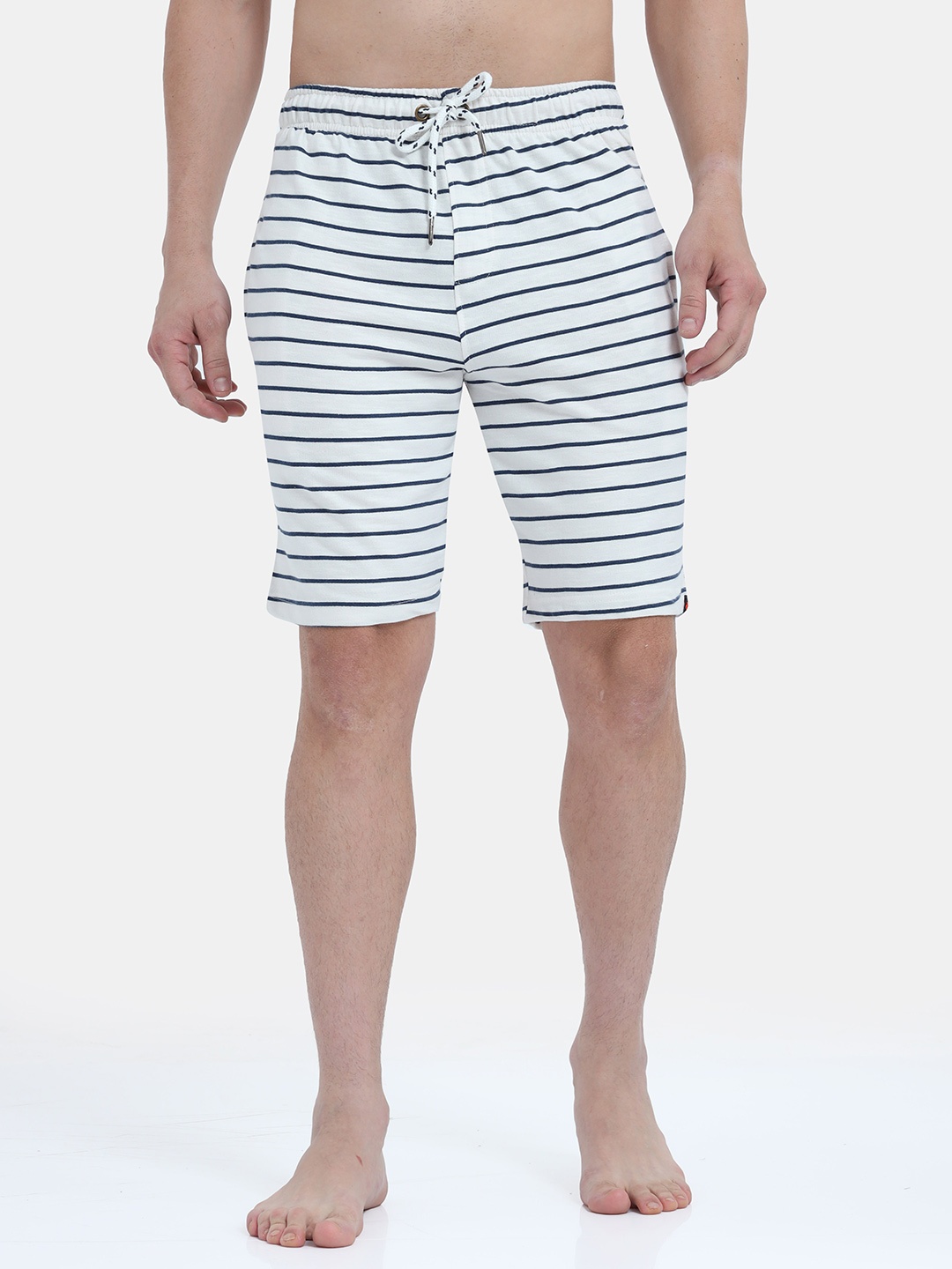 

Bareblow Men White Striped Lounge Shorts