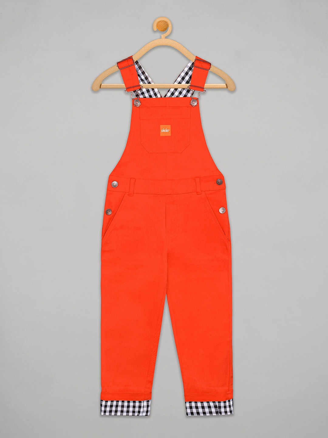 

Olele Boys Orange Solid Cottton Straight Leg Full Length Dungarees