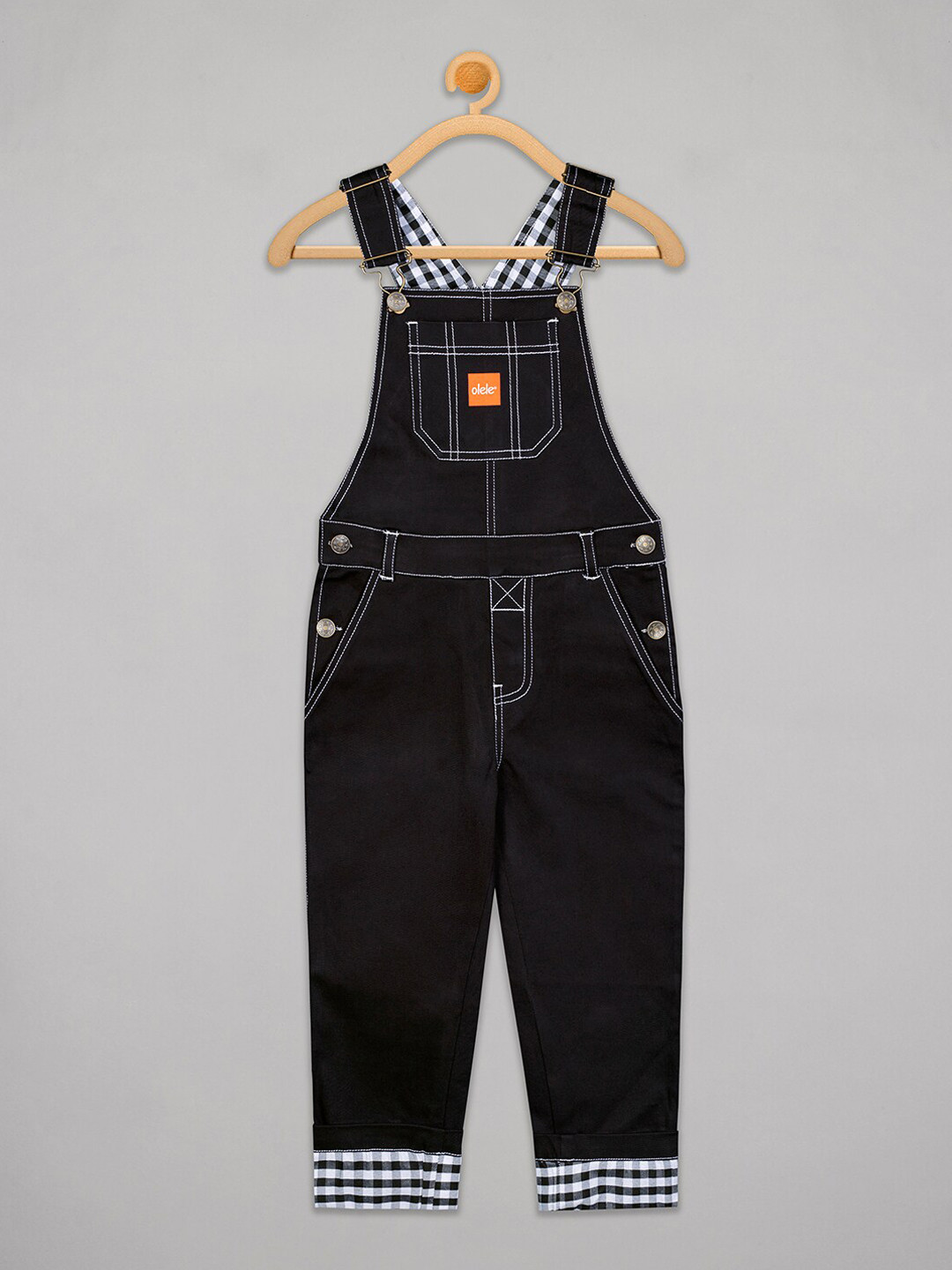 

Olele Boys Black Solid Long Length Dungaree