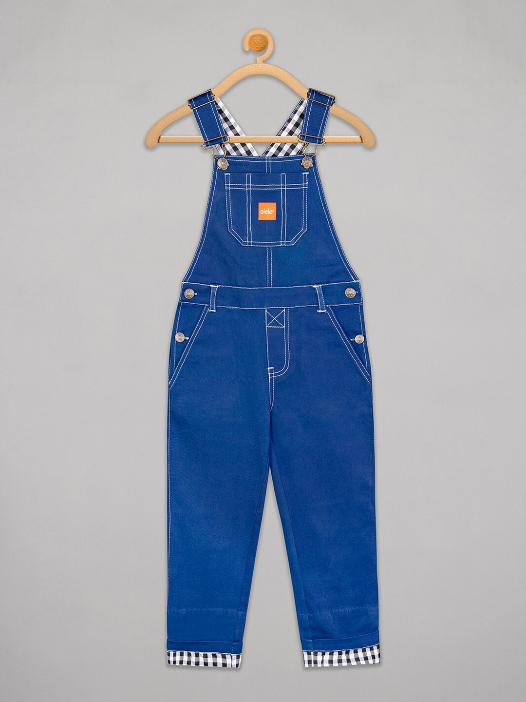 

Olele Boys Blue Solid Straight Leg Cotton Twill Dungaree