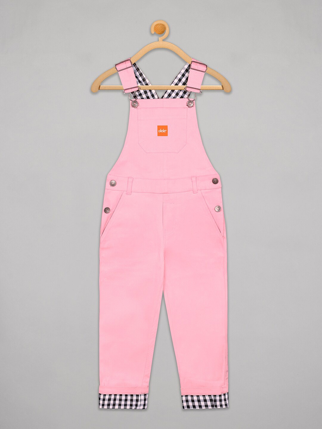 

Olele Boys Pink Solid Full Length Dungarees
