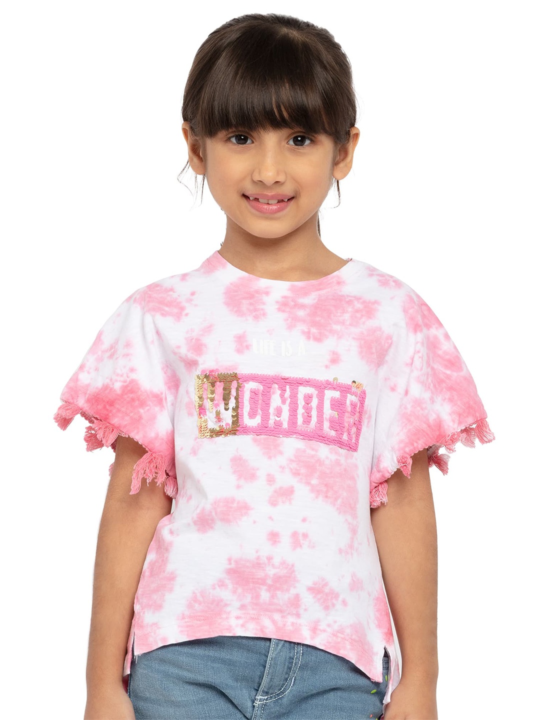 

UNDER FOURTEEN ONLY Girls Pink Dyed Regular Top