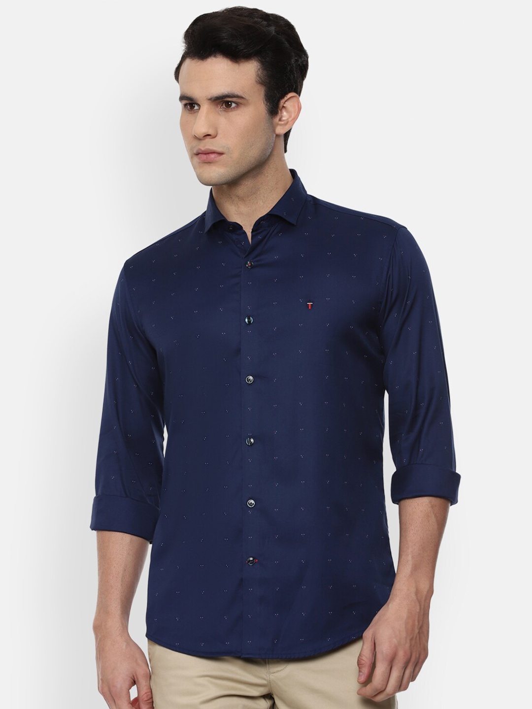 

Louis Philippe Sport Men Navy Blue Slim Fit Opaque Printed Pure Cotton Casual Shirt