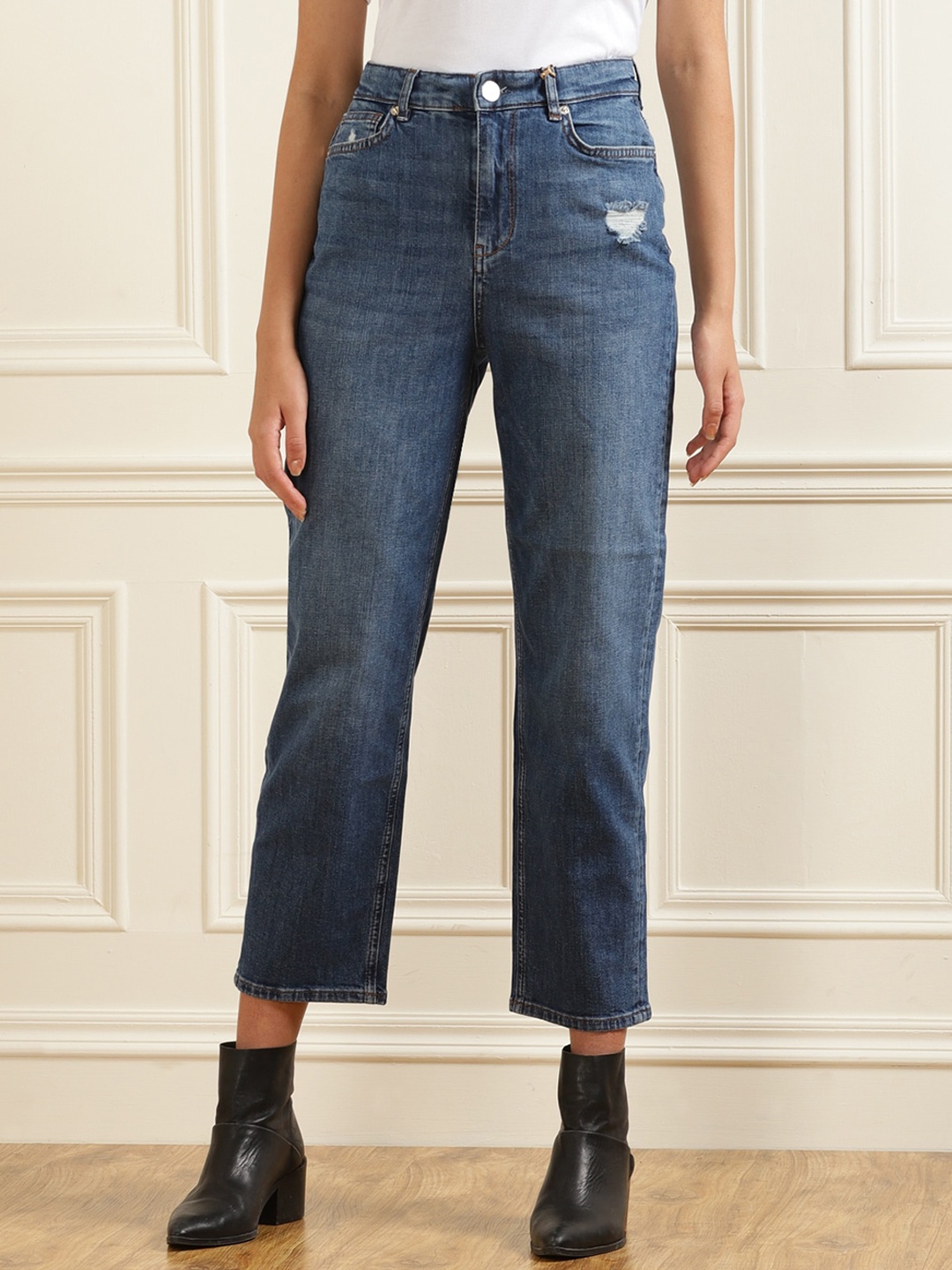 

Ted Baker Women Blue Low Distress Cotton Light Fade Jeans