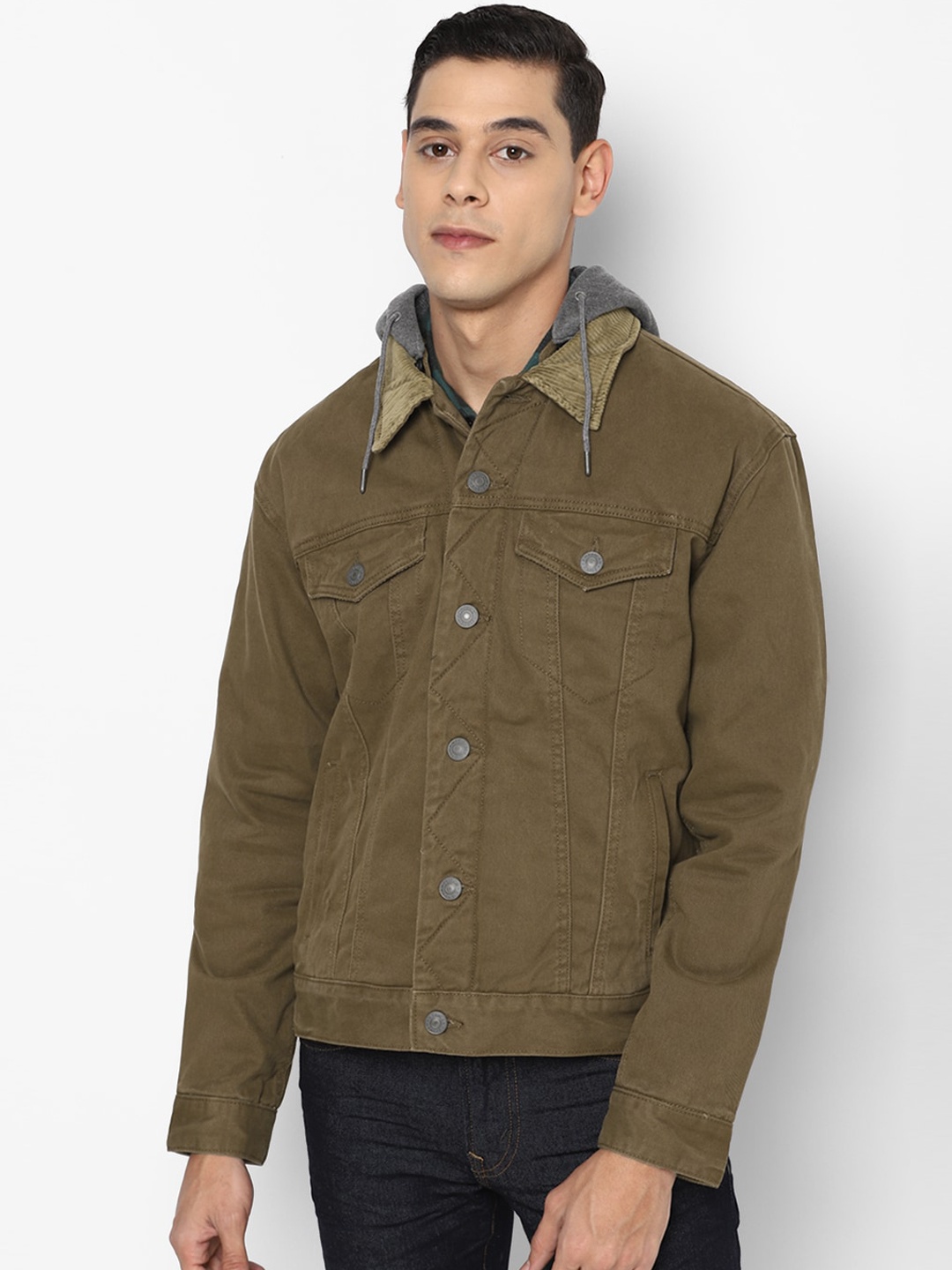 

AMERICAN EAGLE OUTFITTERS Men Khaki Denim Jacket