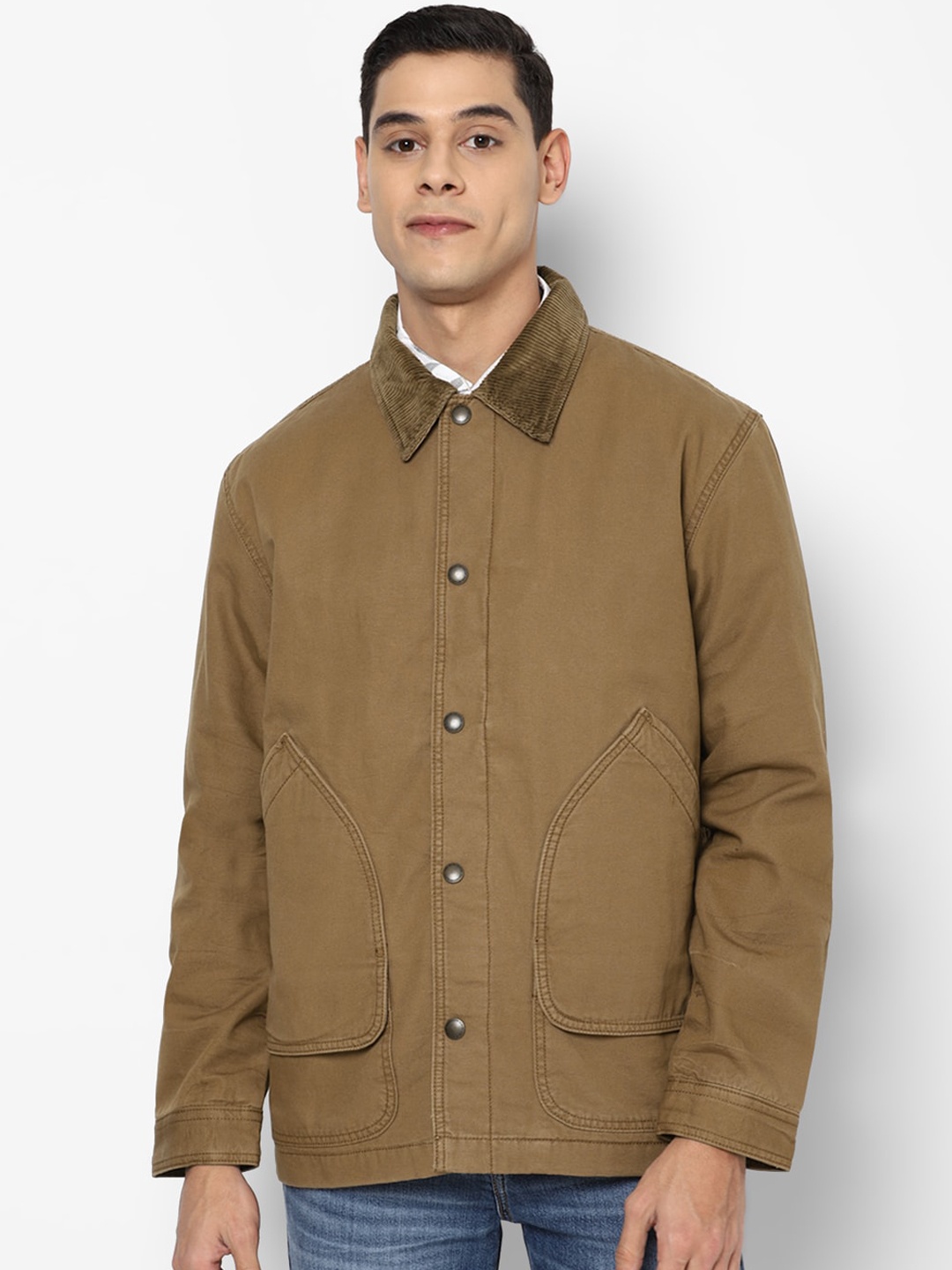 

AMERICAN EAGLE OUTFITTERS Men Beige Pure Cotton Tailored Jacket