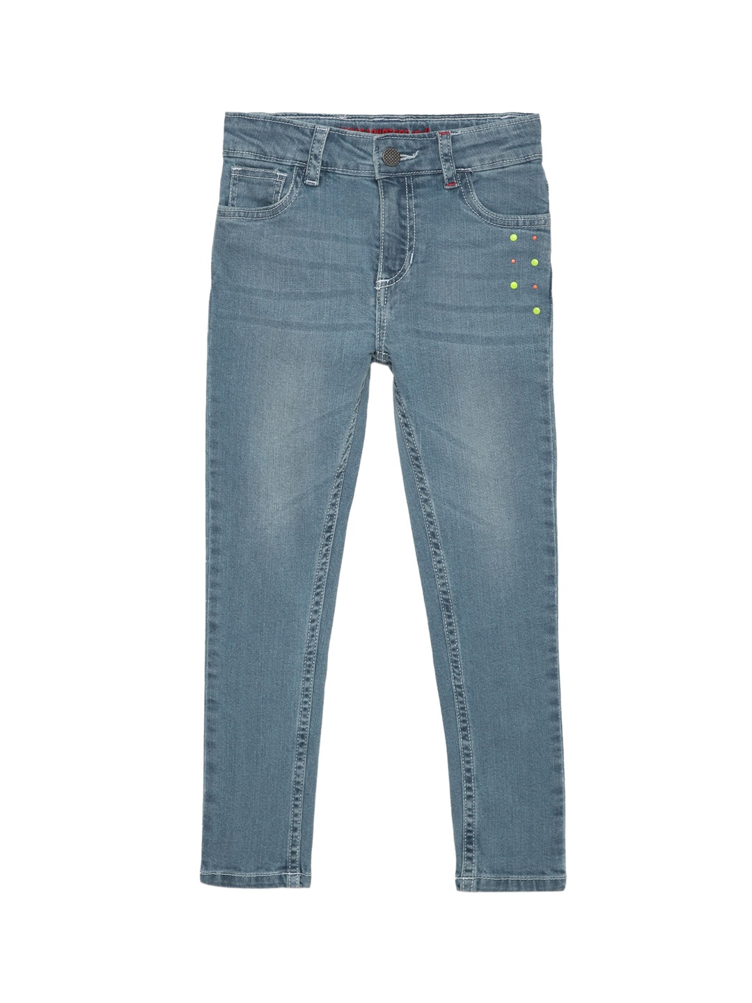 

UNDER FOURTEEN ONLY Girls Navy Blue Skinny Fit Light Fade Jeans