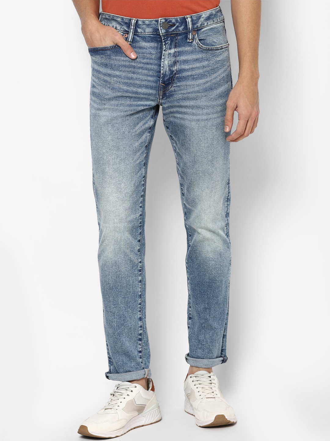 

AMERICAN EAGLE OUTFITTERS Men Blue Slim Fit Heavy Fade Jeans