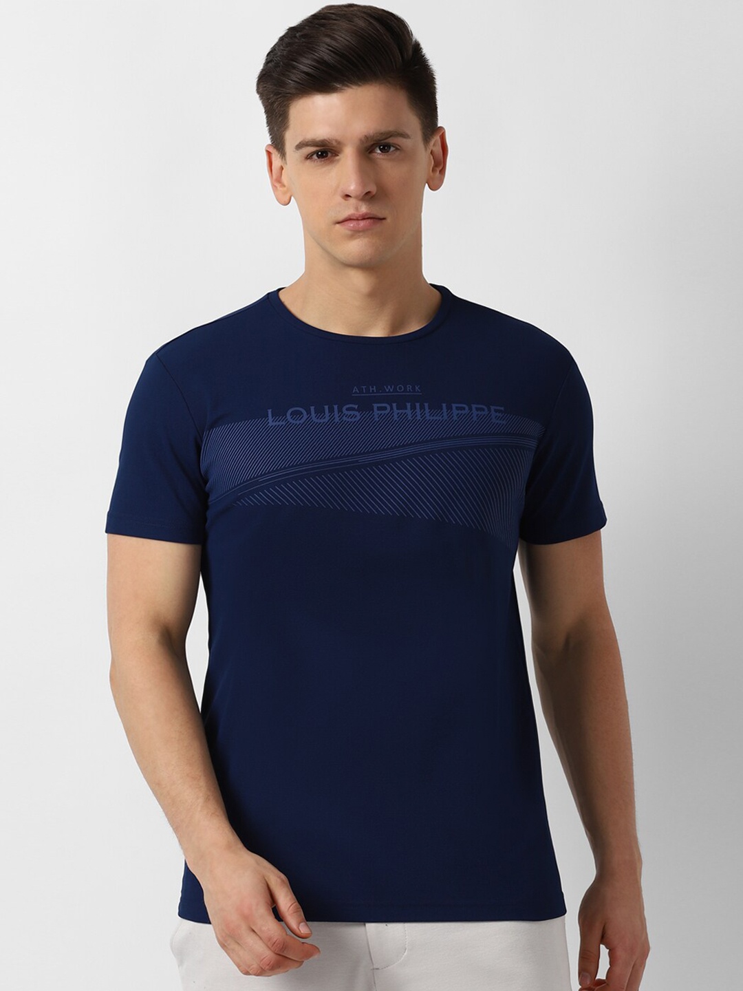 

Louis Philippe Sport Men Navy Blue Typography Printed Slim Fit T-shirt