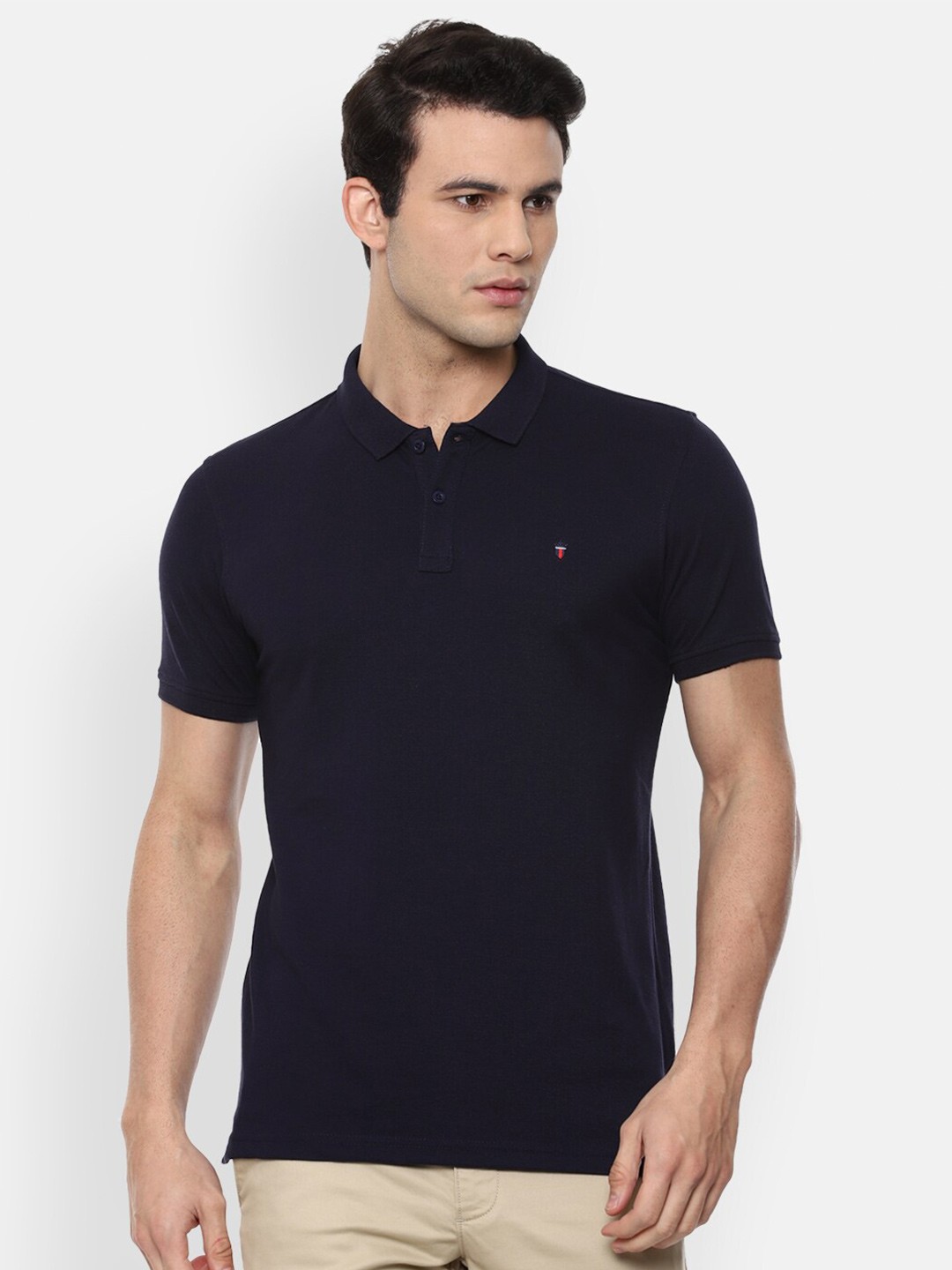 

Louis Philippe Sport Men Navy Blue Polo Collar Slim Fit T-shirt