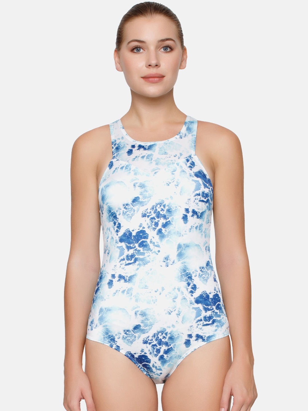 

Sloggi Women Shore Yap Islands Recycled Fabric In Built Sun Protection Onepiece Swimsuit, Blue