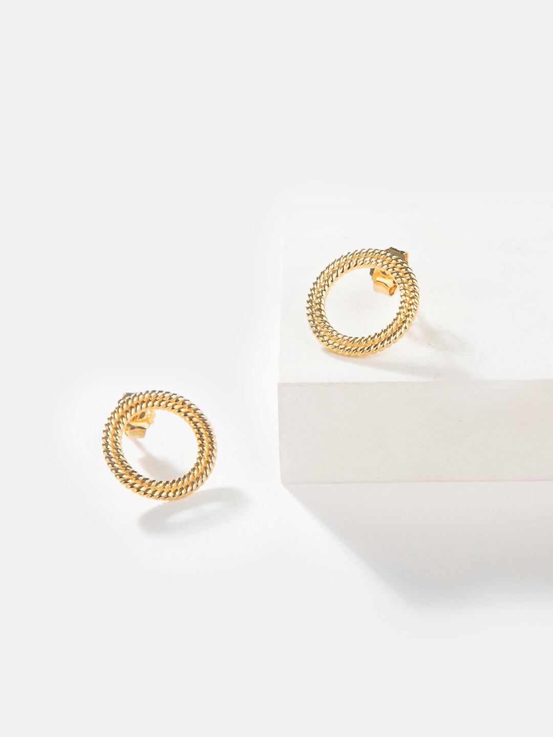 

SHAYA Gold-Toned Circular Studs Earrings