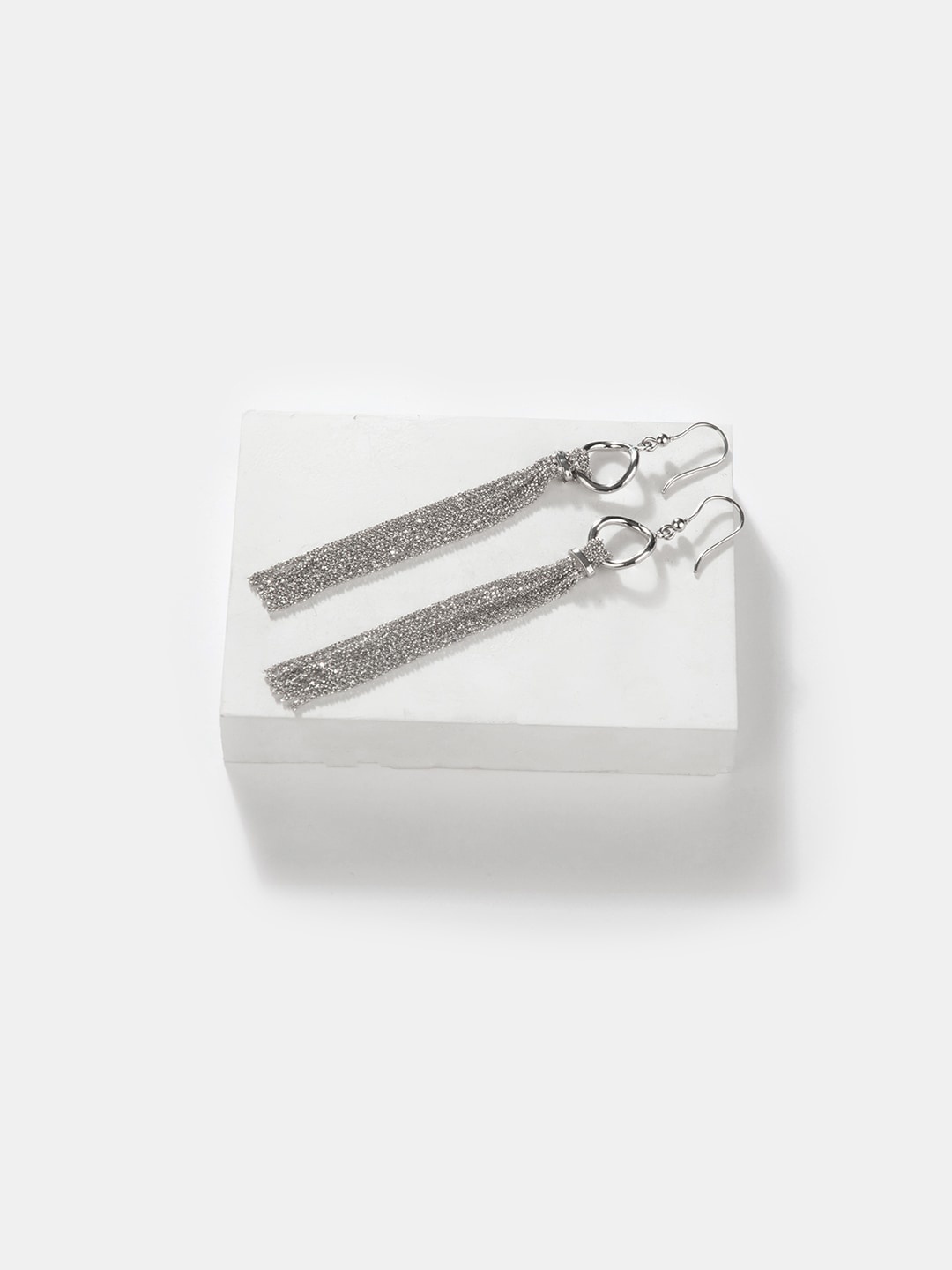 

SHAYA Silver-Toned Contemporary Drop Earrings