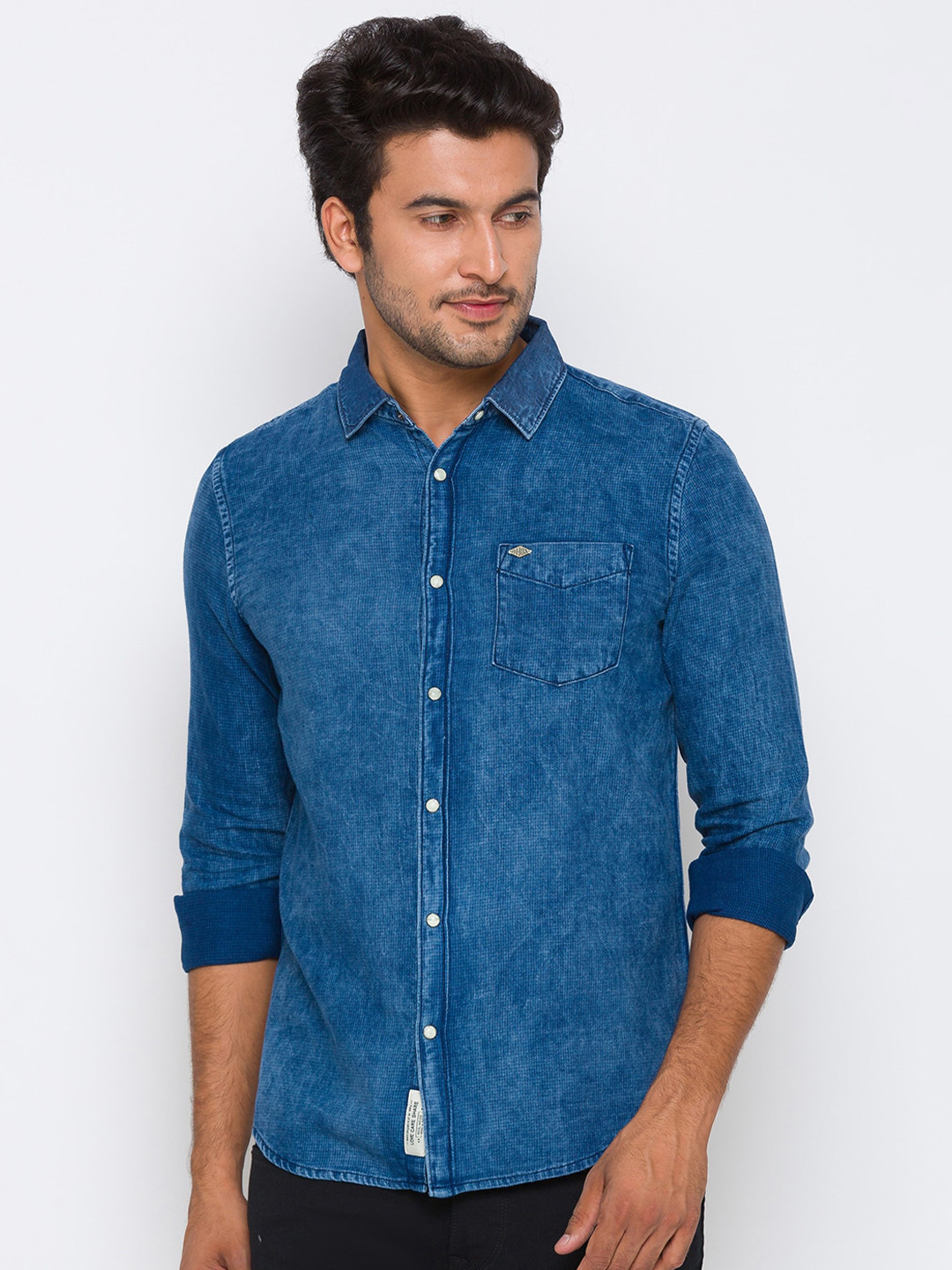 

Being Human Men Blue Slim Fit Opaque Casual Cotton Shirt