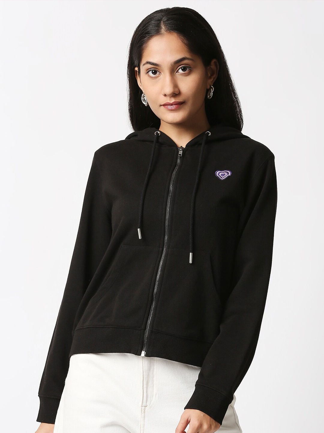 

20Dresses Women Black Hooded Sweatshirt