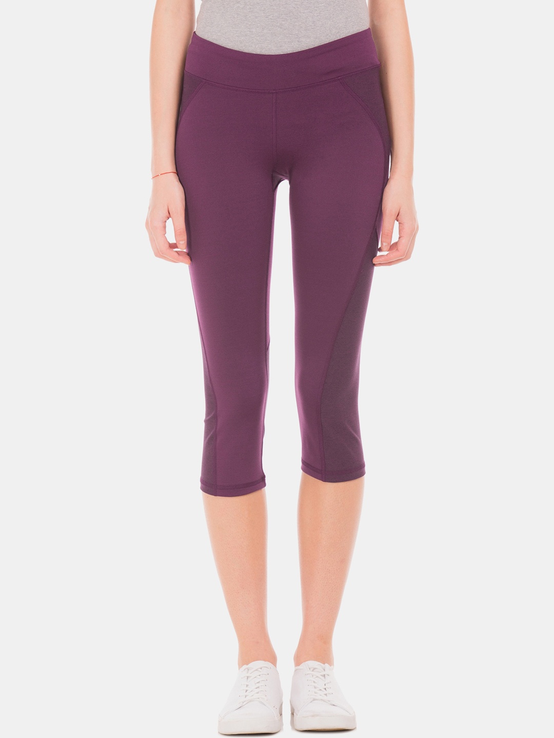 

Aeropostale Women Purple Solid Cropped Active Leggings