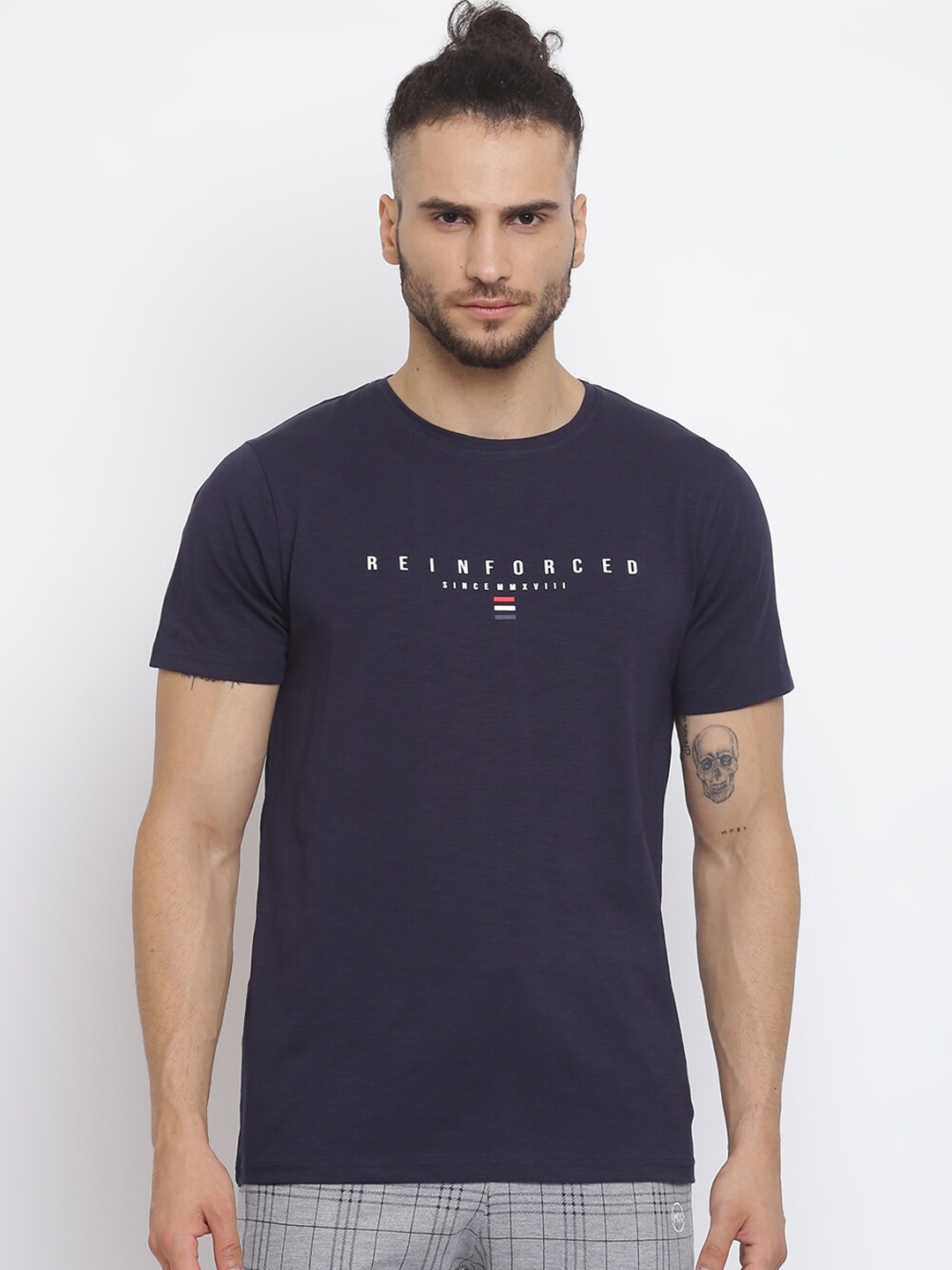 MKH Men Navy Blue T-shirt