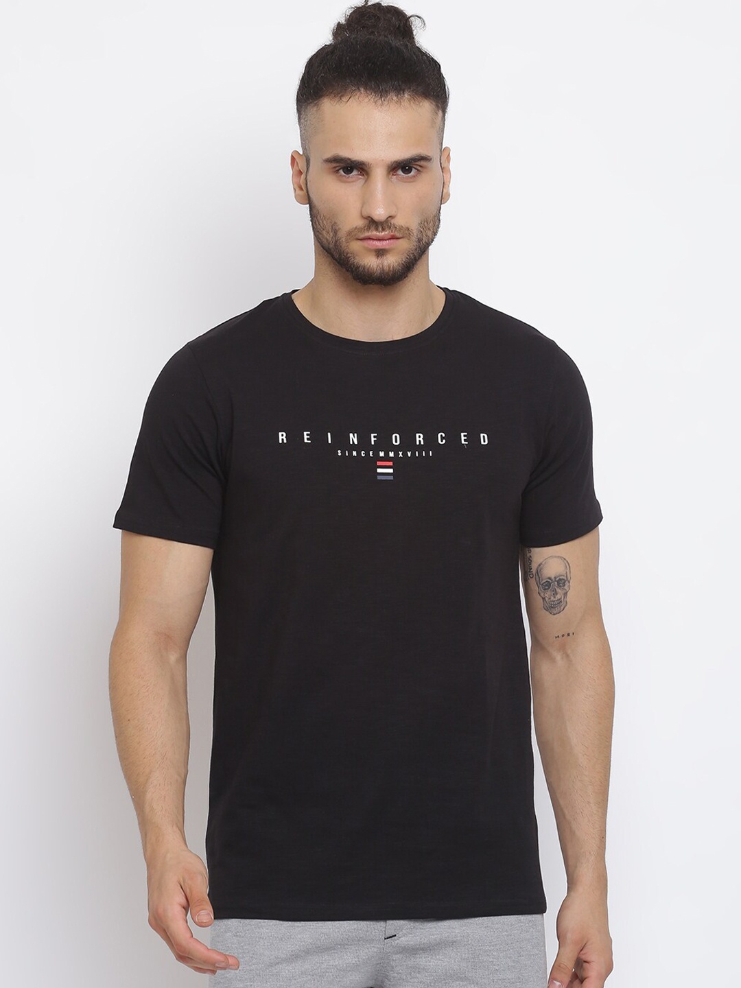 

MKH Men Black Cotton Sports T-shirt