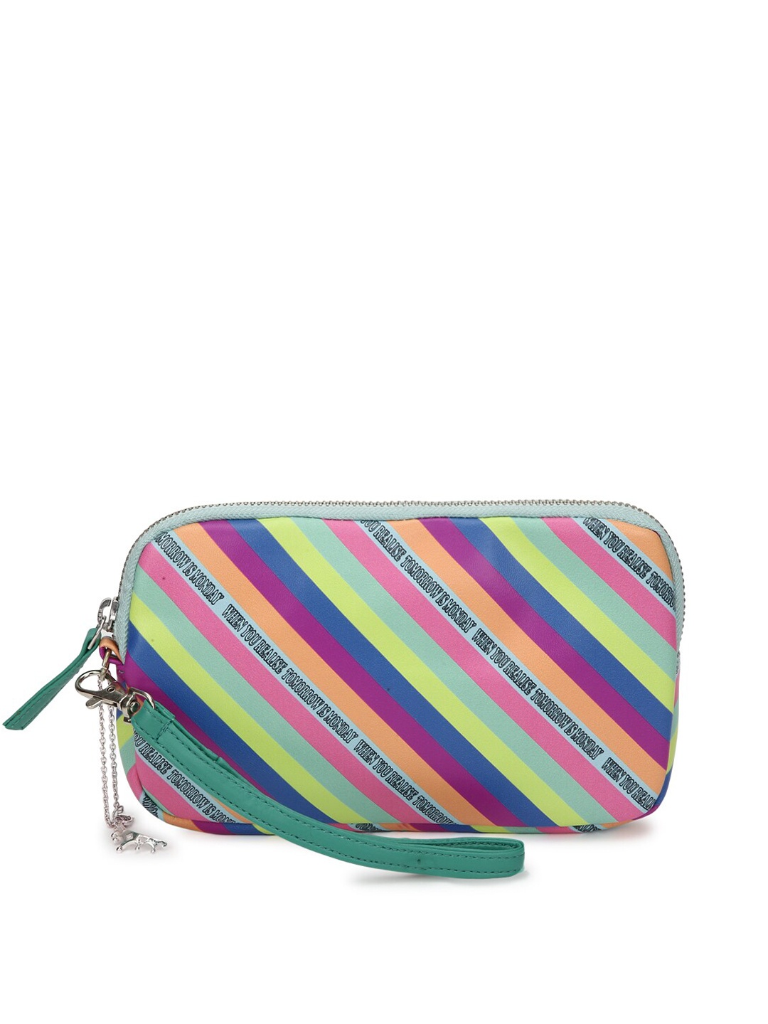

FOREVER 21 Multicoloured Striped Purse Clutch, Multi