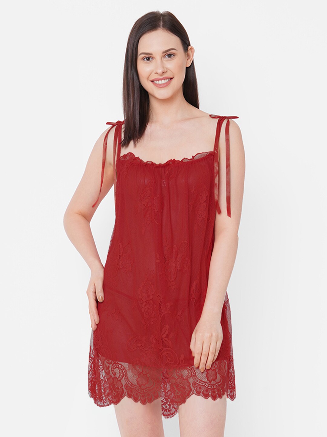 

FashionRack Maroon Net Baby Doll