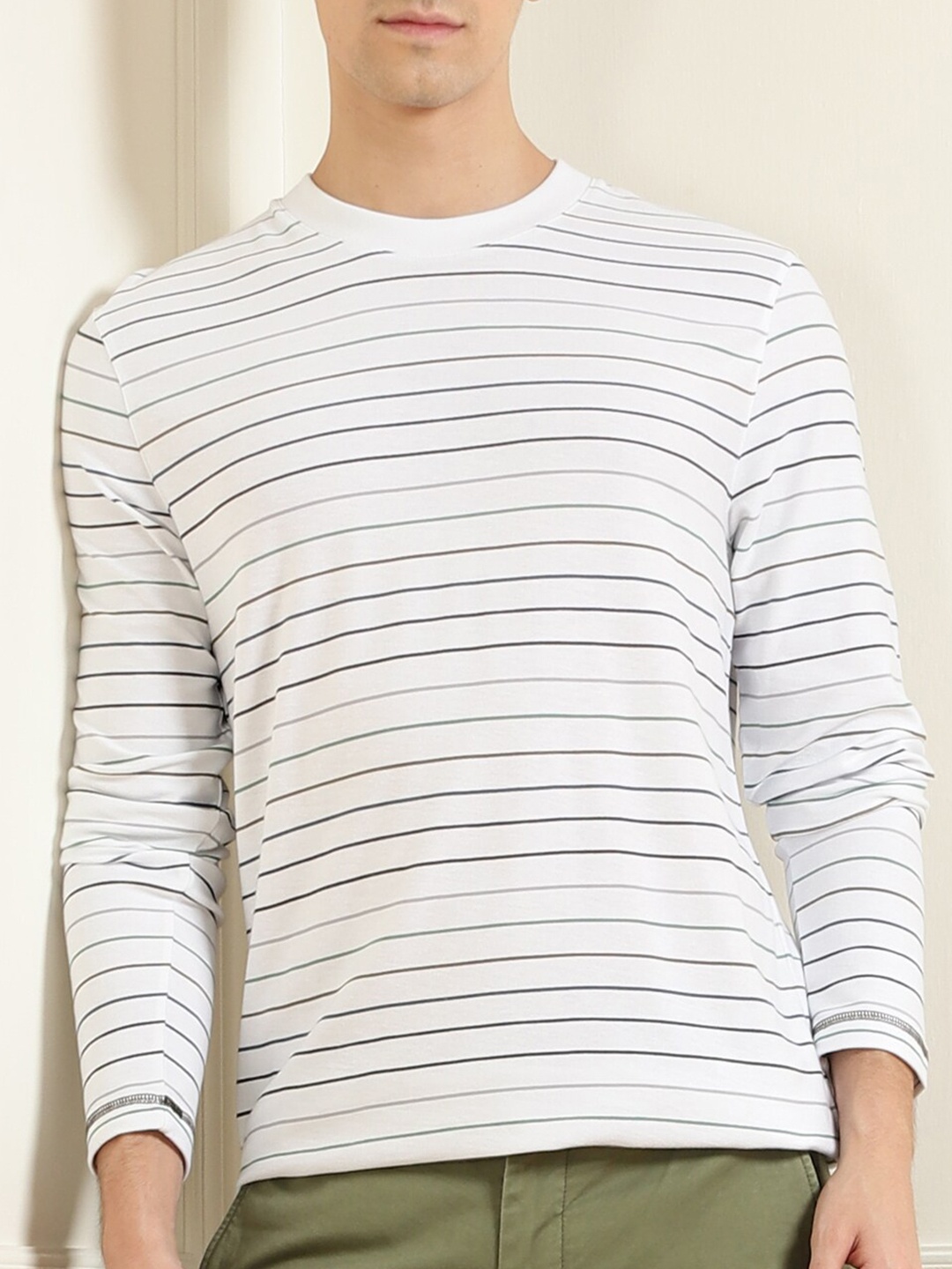 

Ted Baker Men White & Black Striped T-shirt