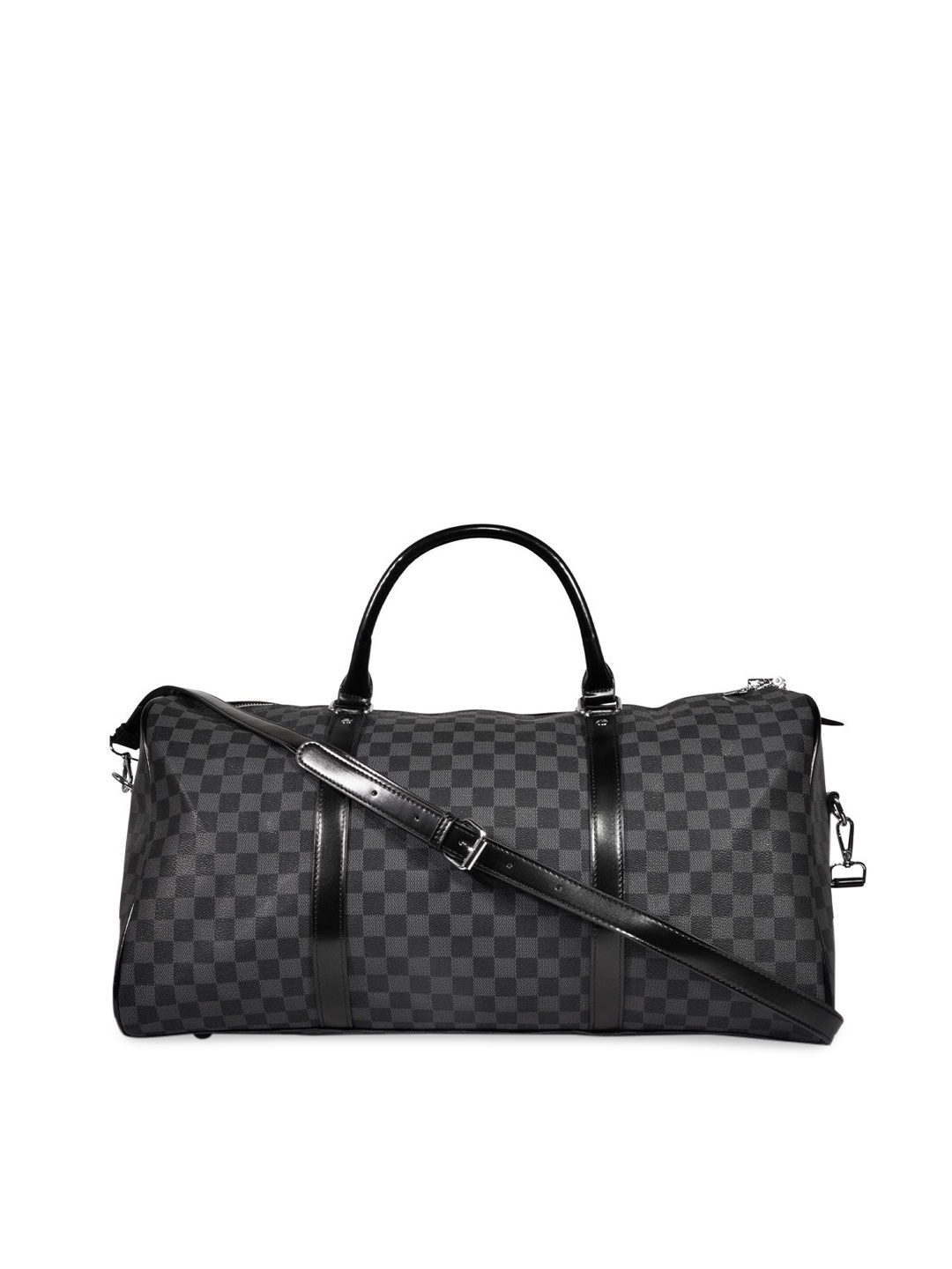 

ELOPPE Black Printed Genuine Leather Duffel Bag