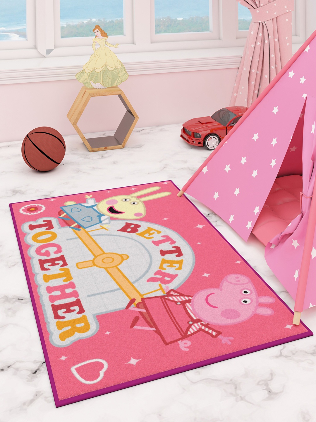 

Athom Trendz Unisex Kids Pink Peppa Pig Printed Carpet