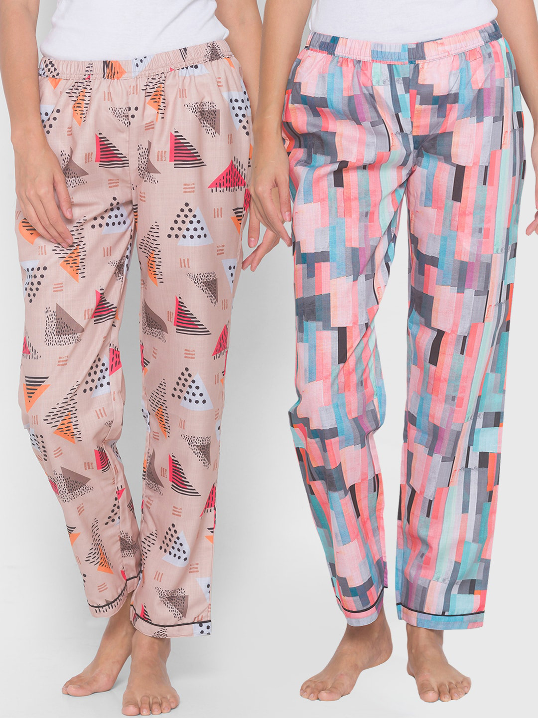 

FashionRack Women Set of 2 Multi Printed Lounge Pants