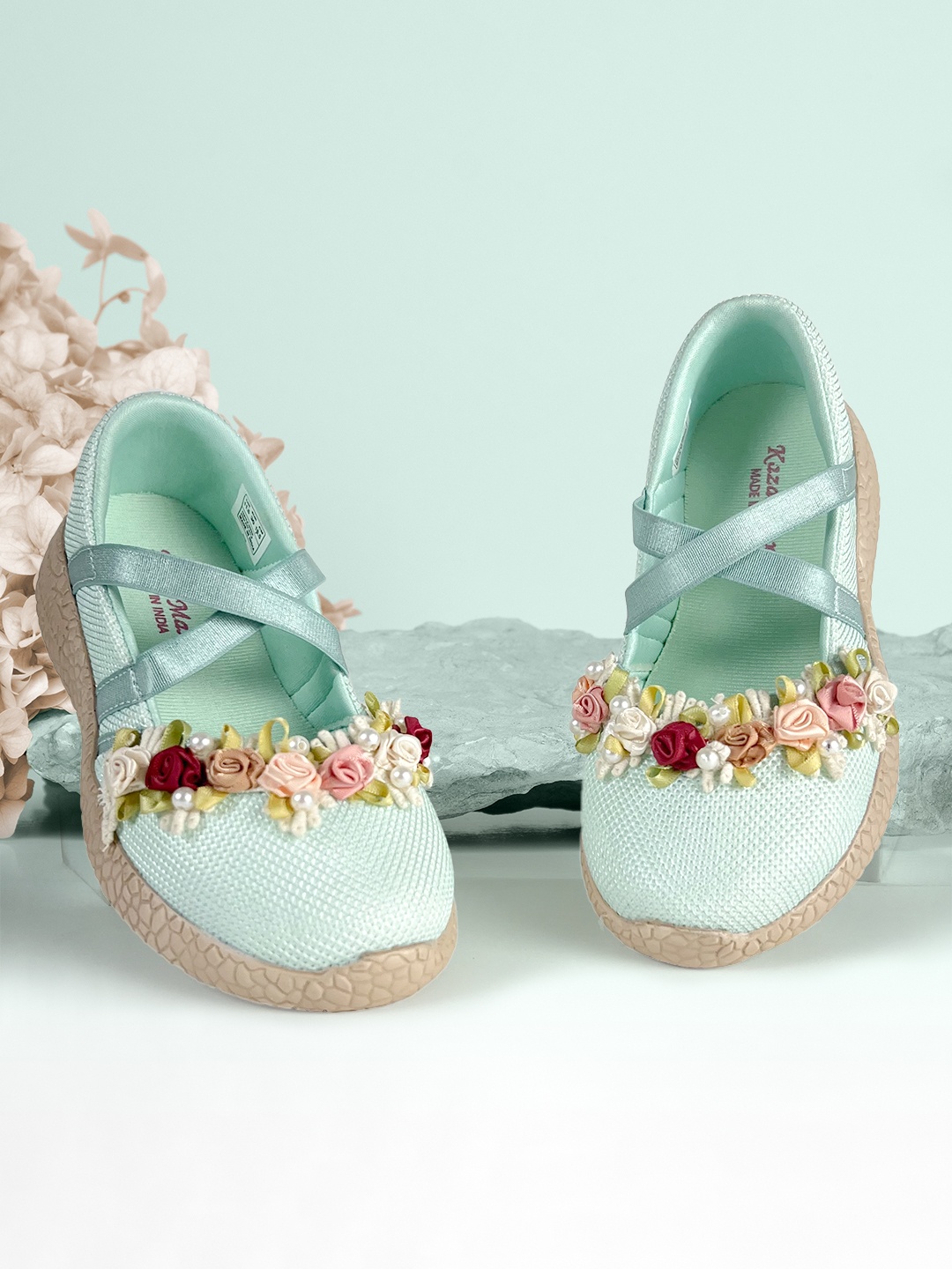 

KazarMax Girls Sea Green Party Ballerinas with Laser Cuts Flats