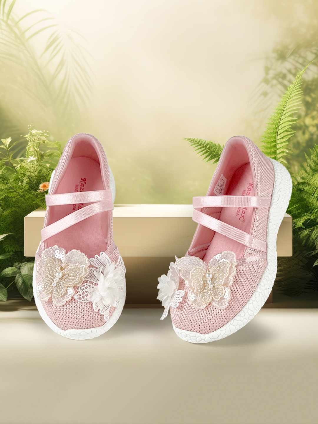 

KazarMax Girls Peach-Coloured Party Ballerinas Flats