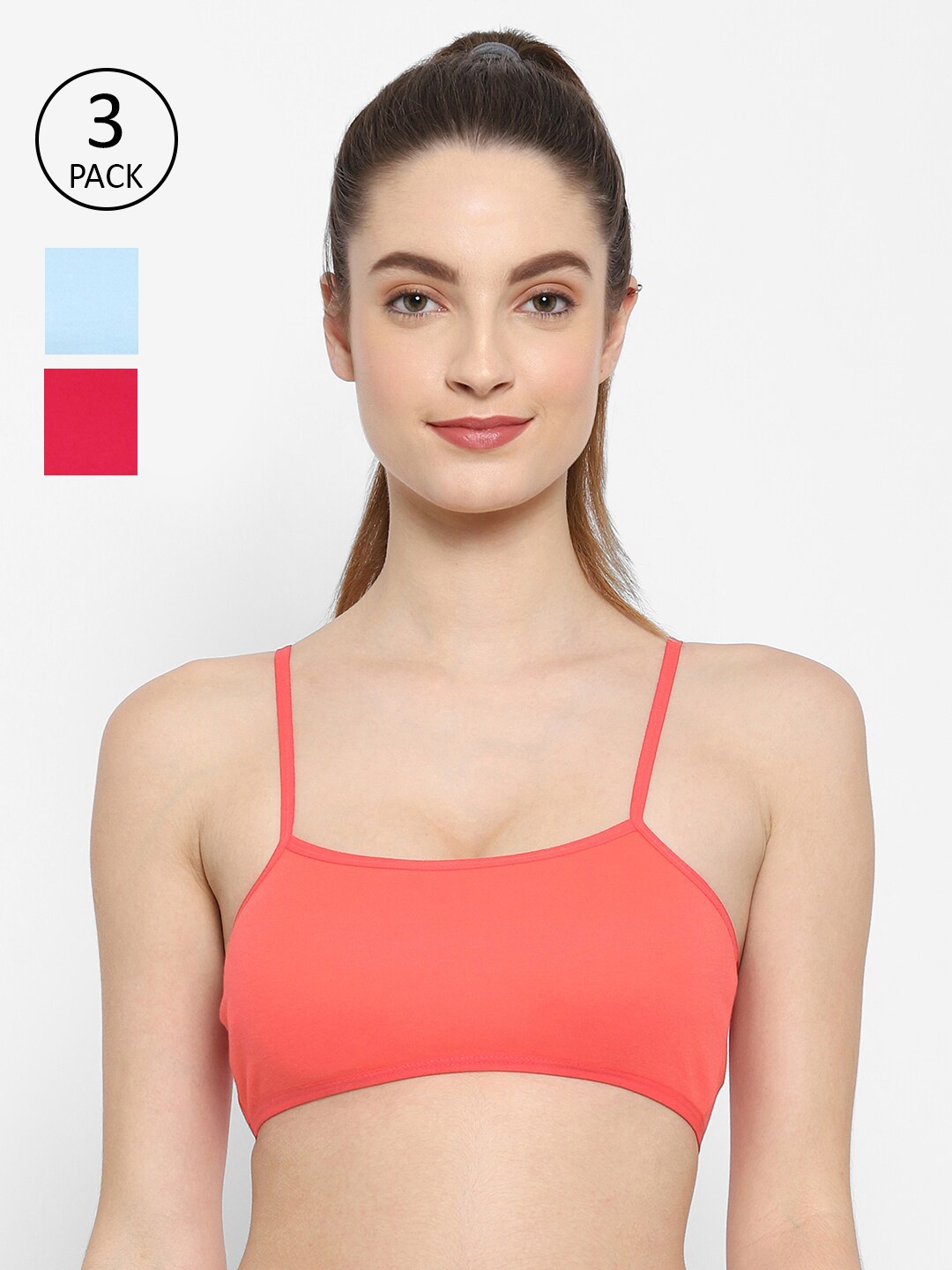 

Floret Pink & Red Cotton Bralette Bra