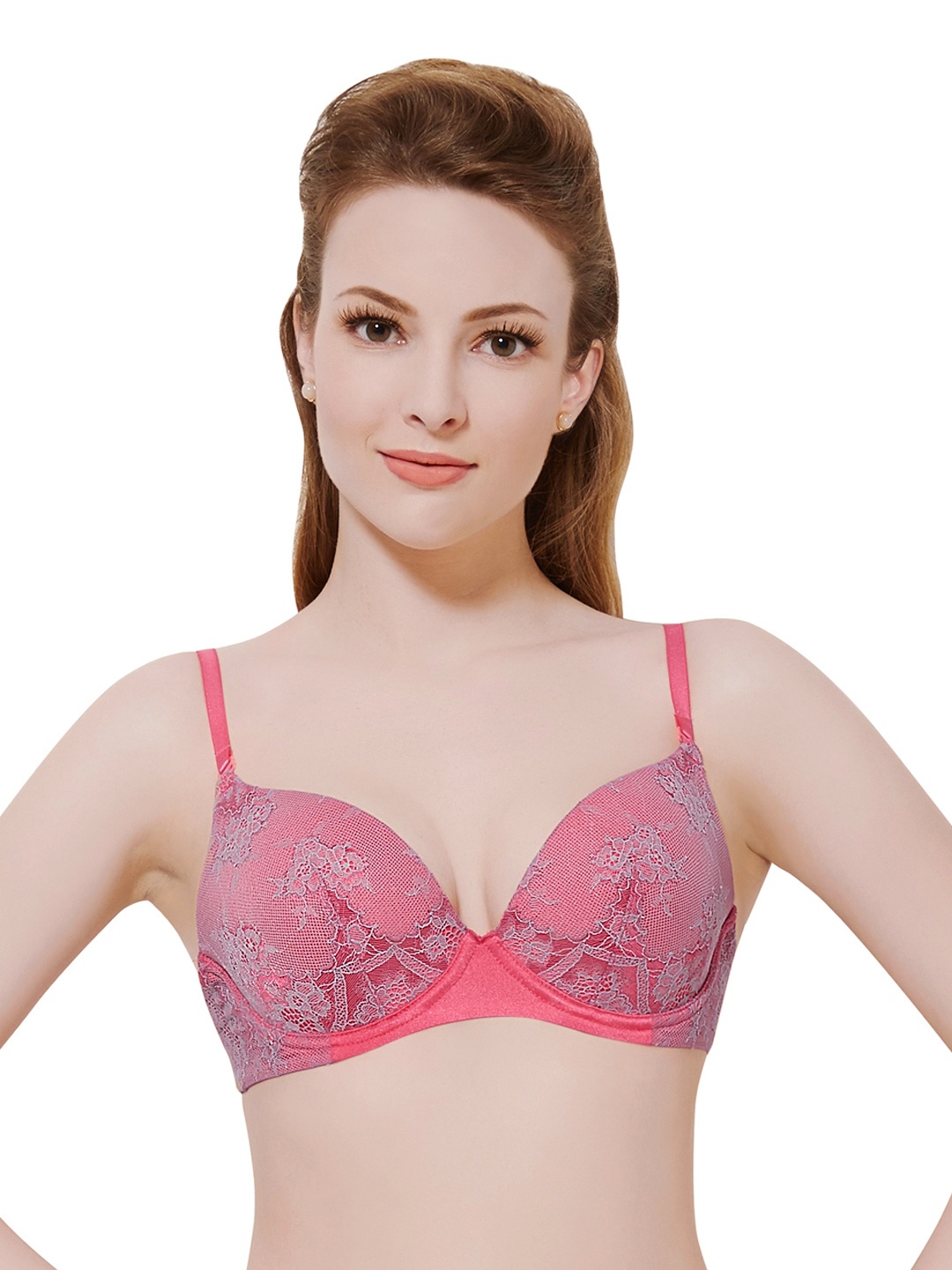 

Amante Pink Lace Medium-Coverage Push-Up Bra BRA14505