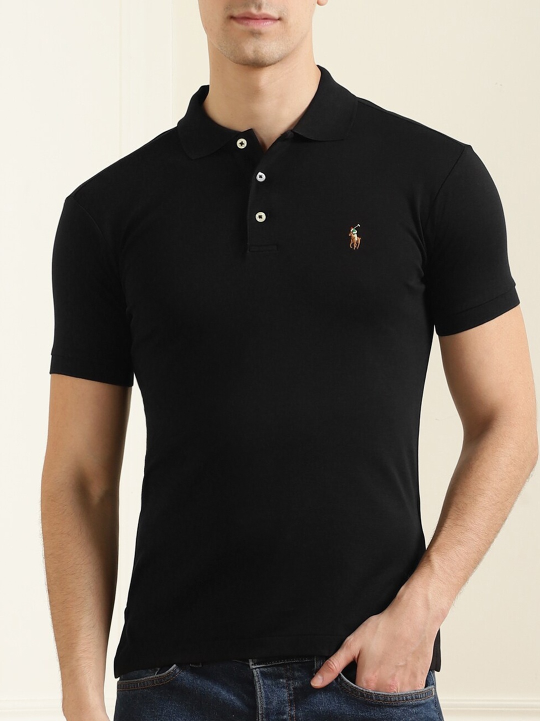 

Polo Ralph Lauren Men Black Polo Collar T-shirt