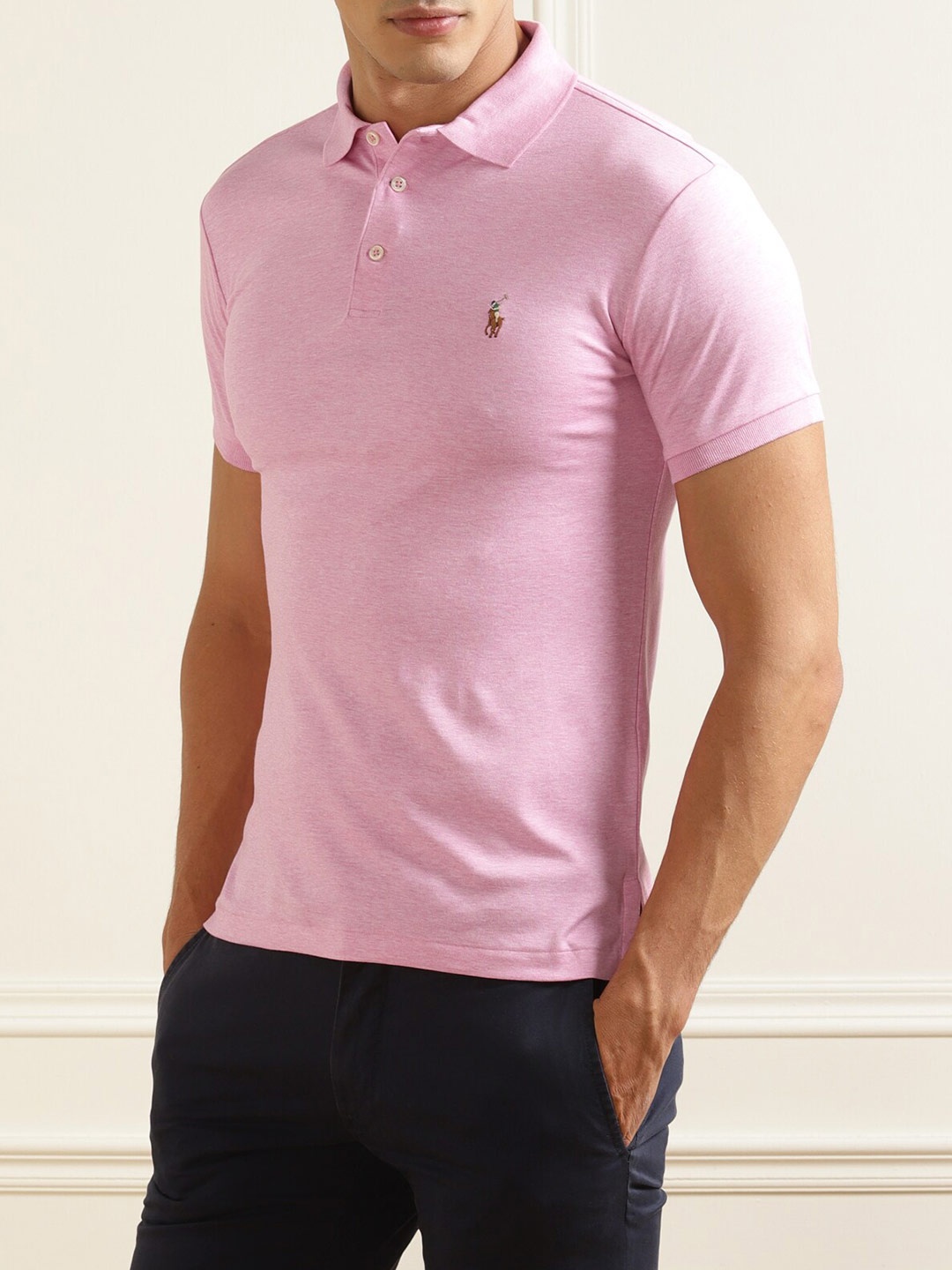 

Polo Ralph Lauren Men Pink Polo Collar T-shirt