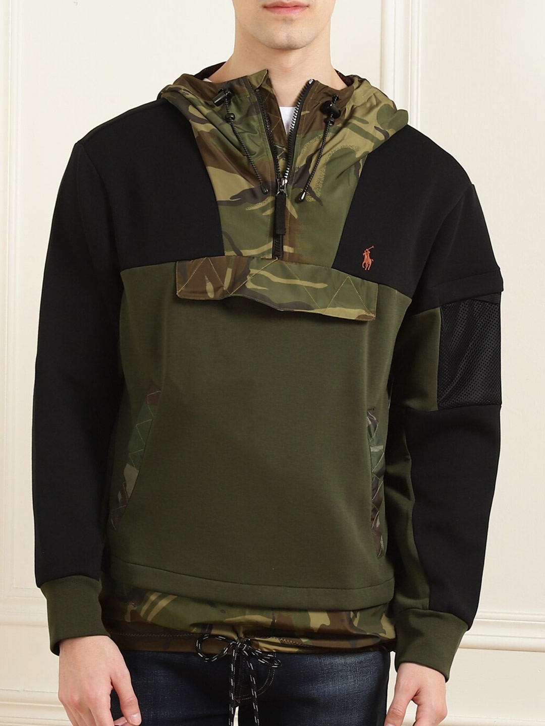 

Polo Ralph Lauren Men Green Camouflage Printed Hooded Sweatshirt