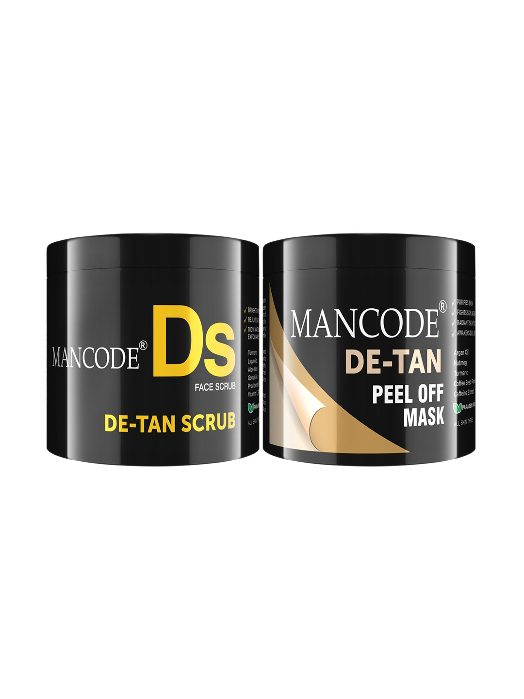

Mancode Men Set of 2 De-Tan Scrub 100gm & De-Tan Peel off Mask,100gm, Black