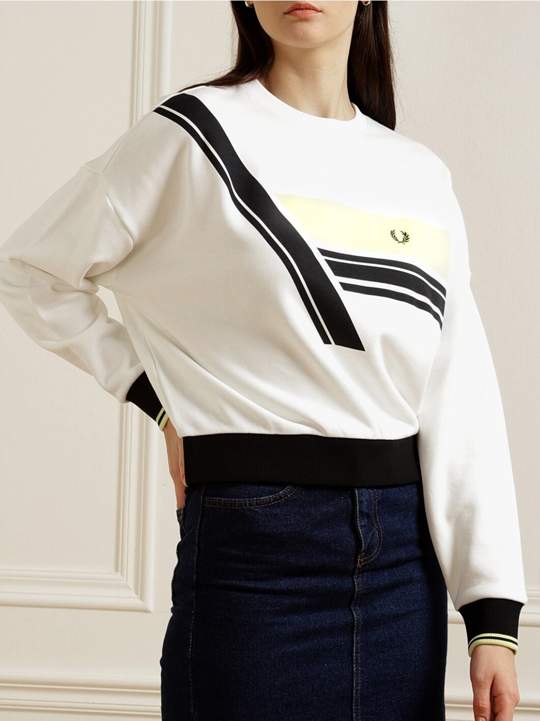 

Fred Perry Women White Printed Sweatshirt