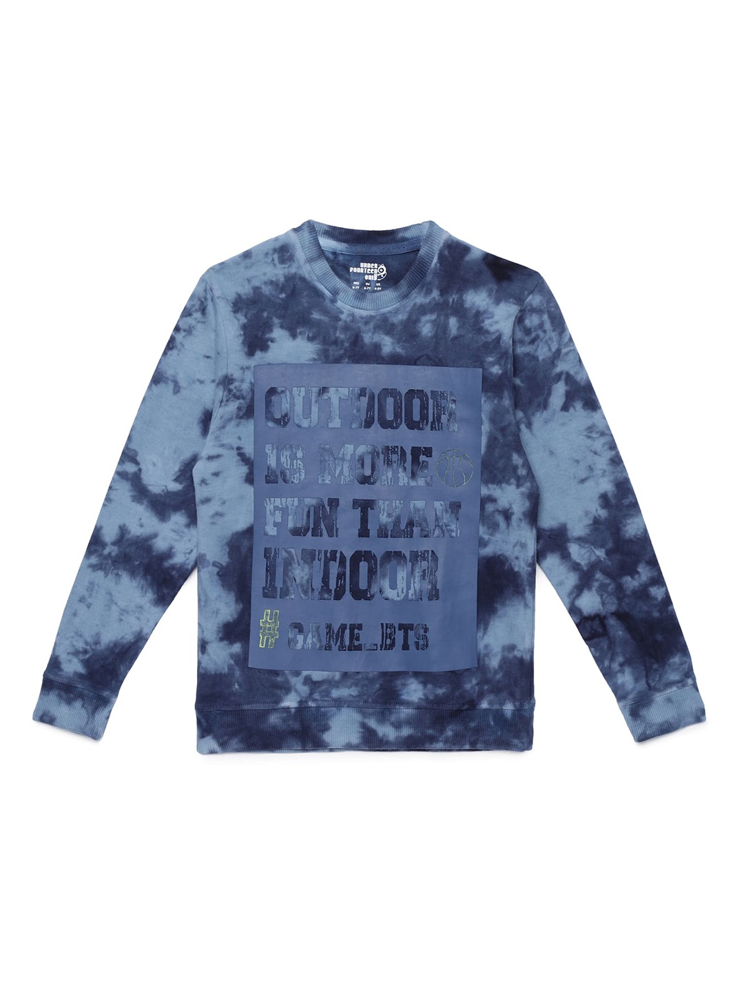 

UNDER FOURTEEN ONLY Boys Navy Blue Dyed Dyed V-Neck Raw Edge T-shirt